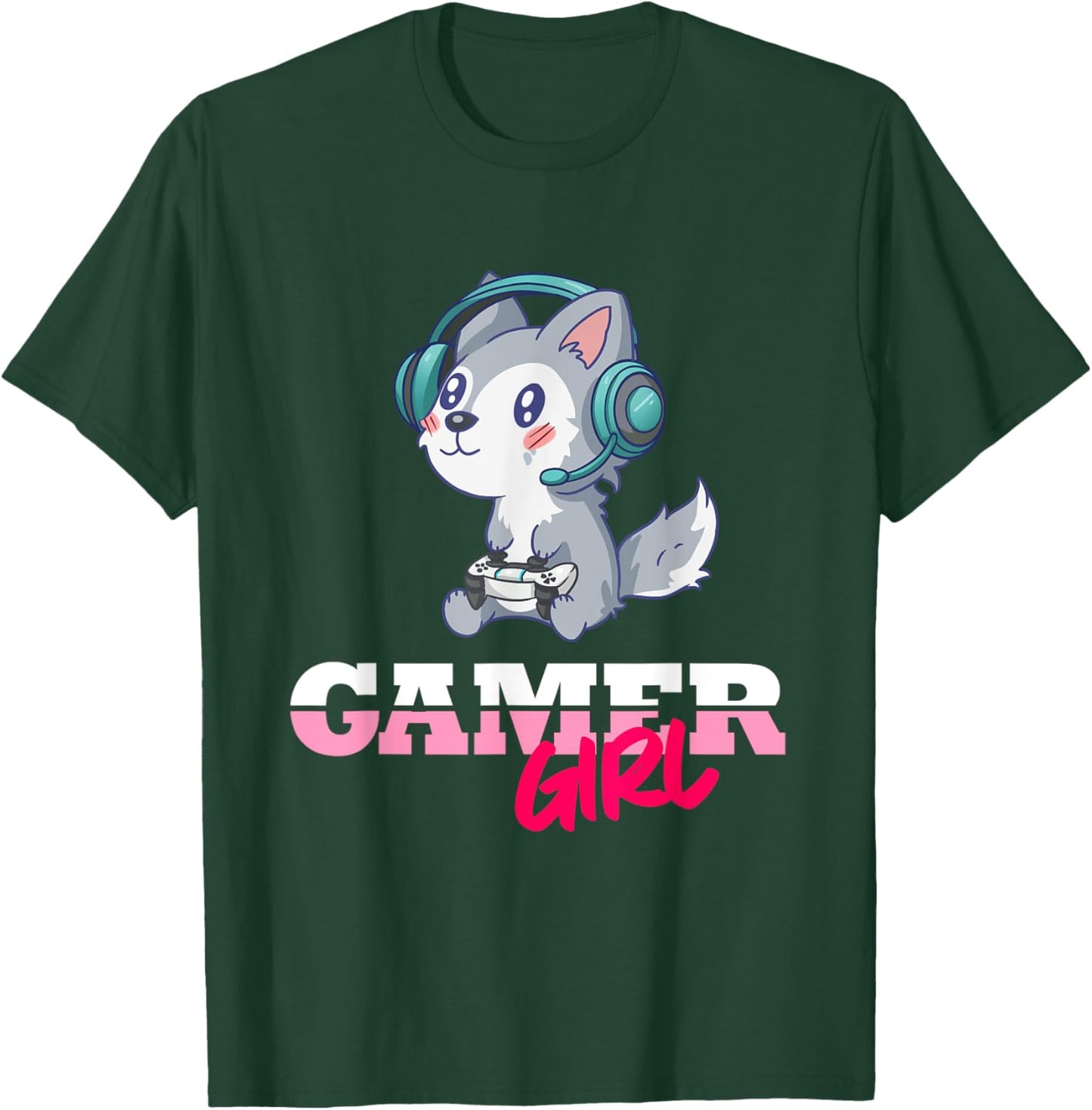 Wolf Gamer Girl Gaming T-Shirt - T-Shirt | Forest