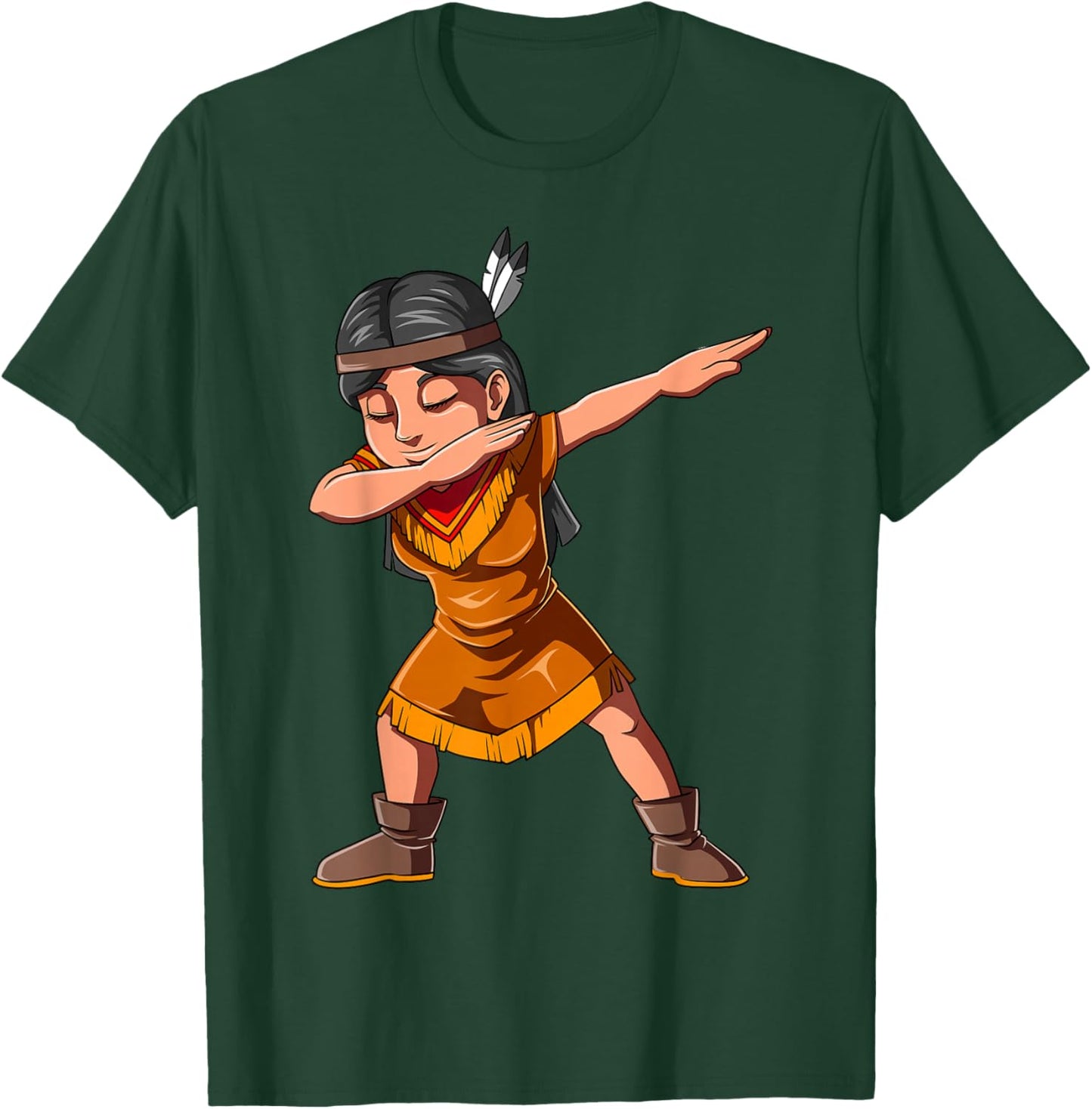 Dabbing Native Girl Dabbing Indian American Native Girl T-Shirt - T-Shirt | Forest