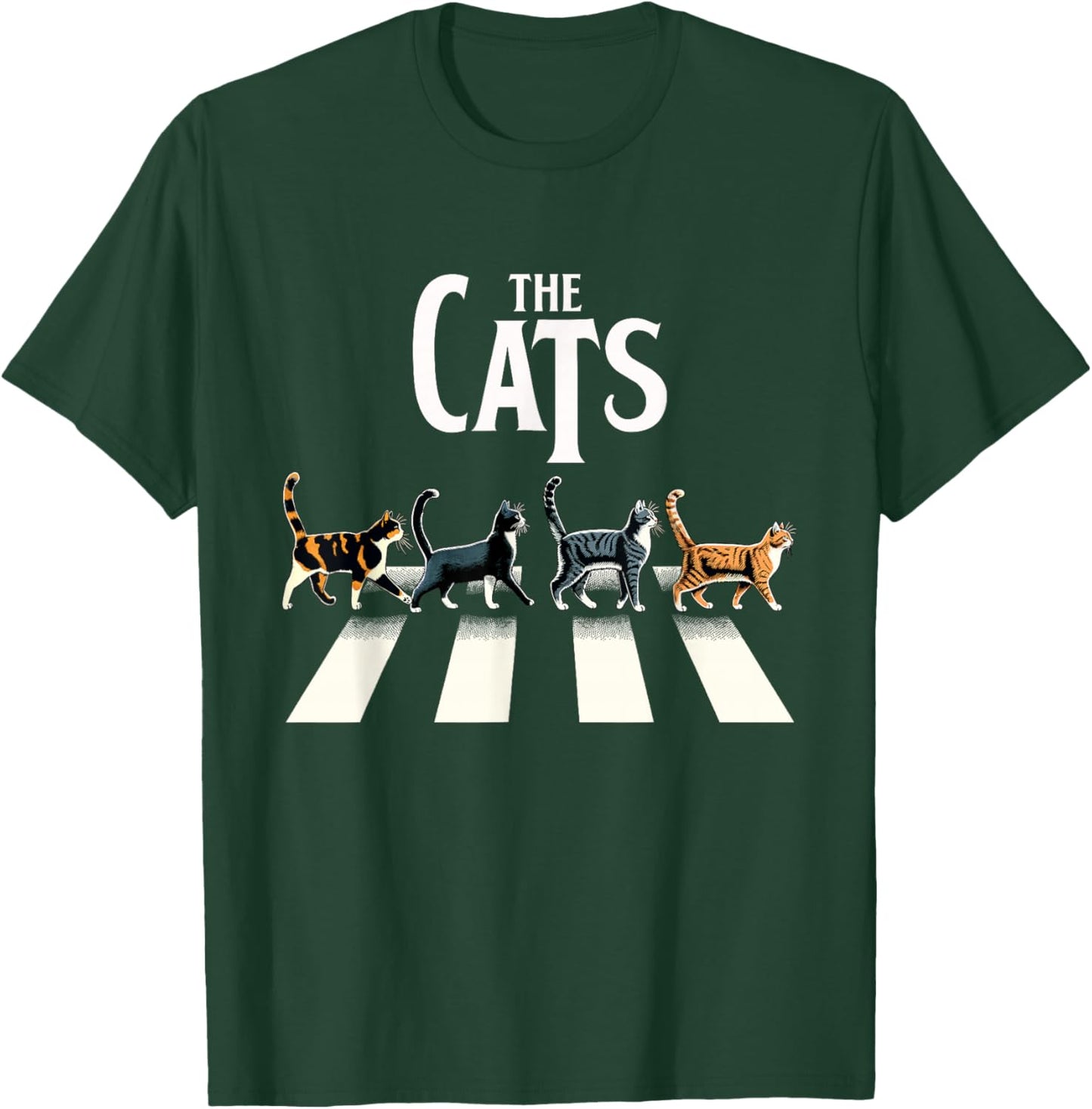 Retro Cat Rock and Roll Music Gift Men Kids Women Funny Cat T-Shirt - T-Shirt | Forest