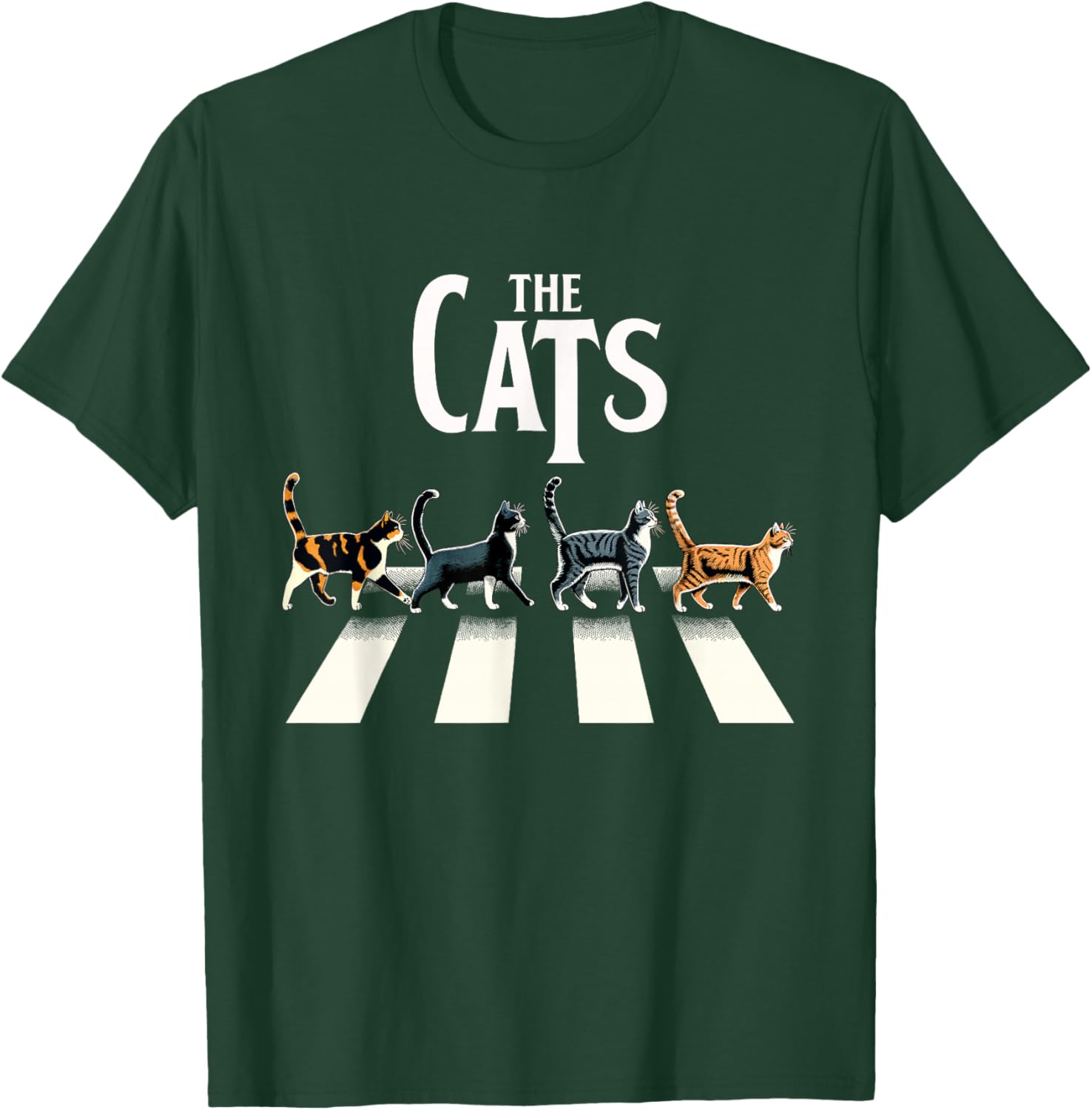 Retro Cat Rock and Roll Music Gift Men Kids Women Funny Cat T-Shirt - T-Shirt | Forest