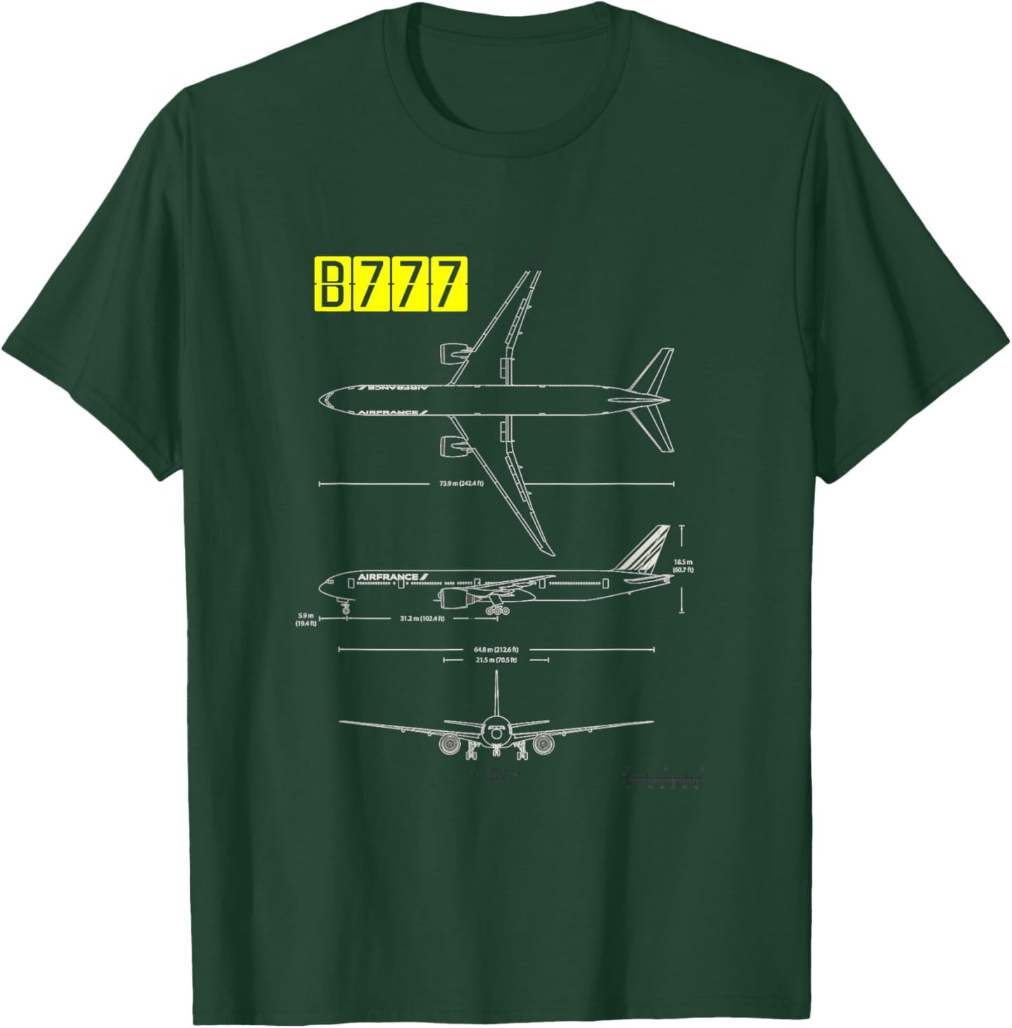 B-777 Aircraft Blueprint T-Shirt - T-Shirt | Forest
