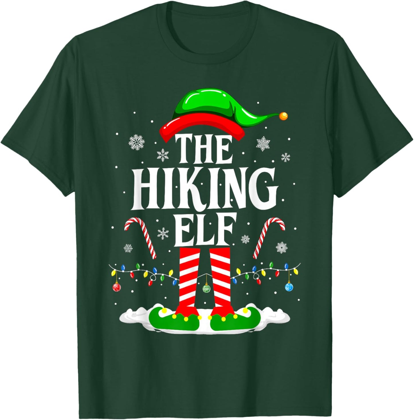 The Hiking Elf Xmas Funny Matching Family Group Christmas T-Shirt - T-Shirt | Forest