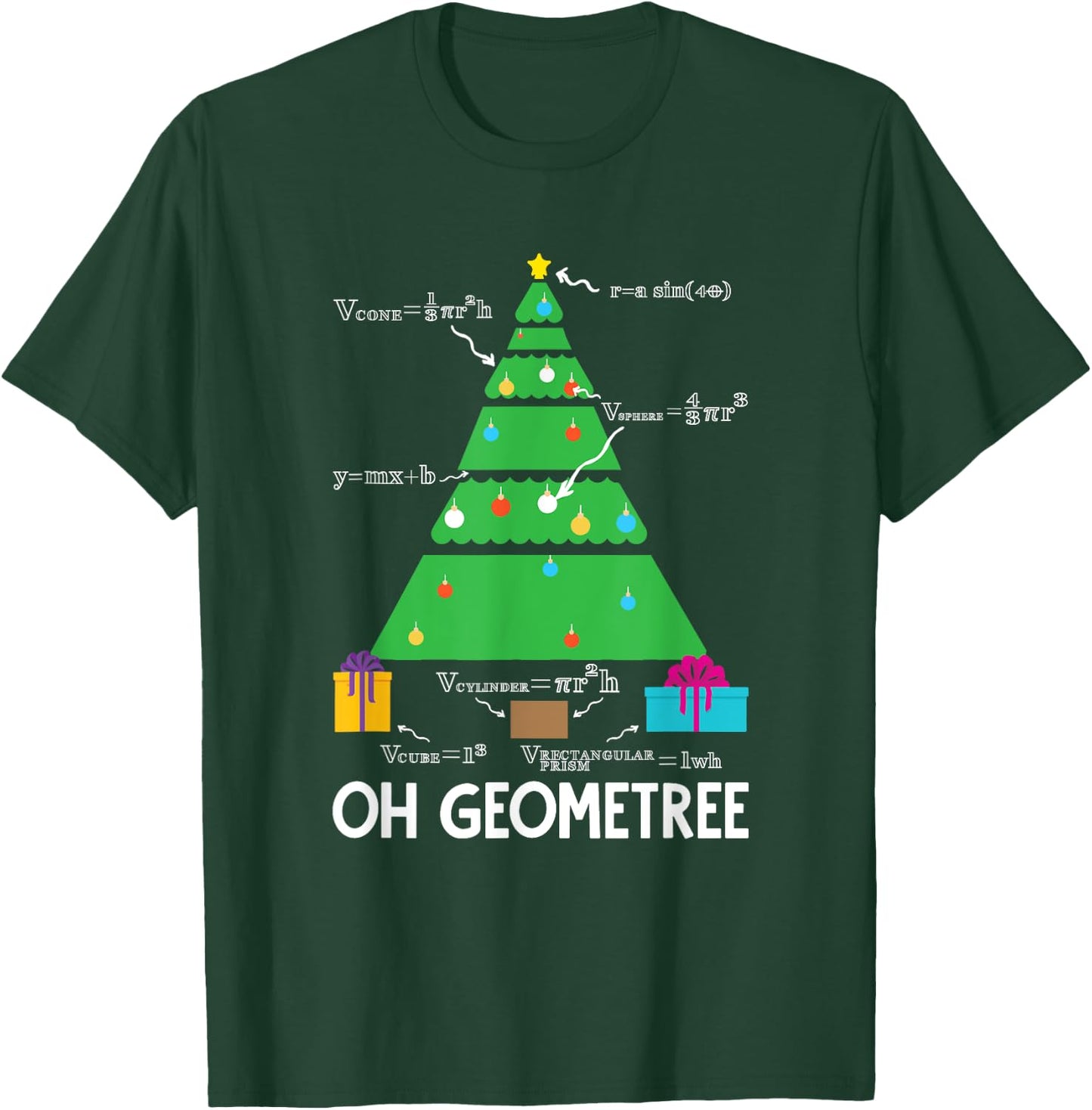 Christmas Tree Geometree Geometry Funny Math Teacher T-Shirt - T-Shirt | Forest