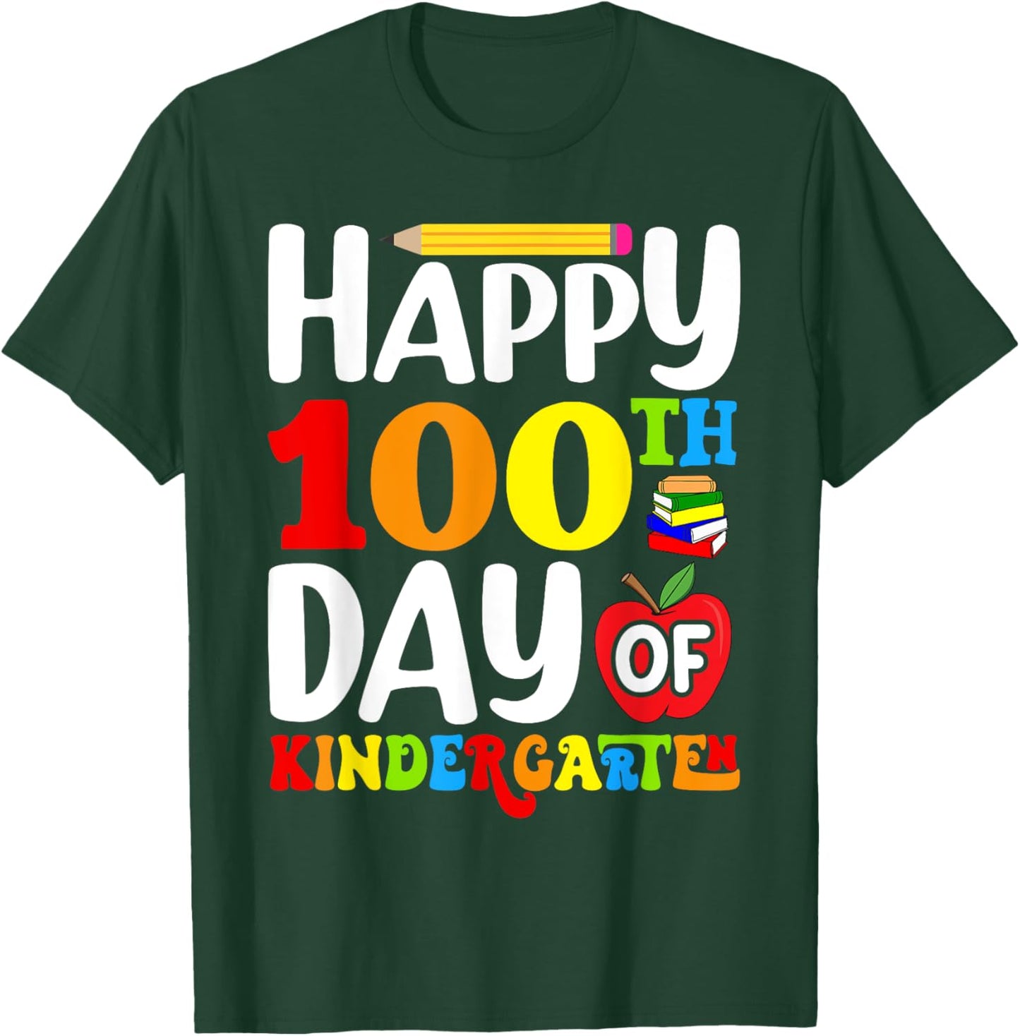 100th Day of Kindergarten Teacher Kids 100 Days Smarter T-Shirt - T-Shirt | Forest