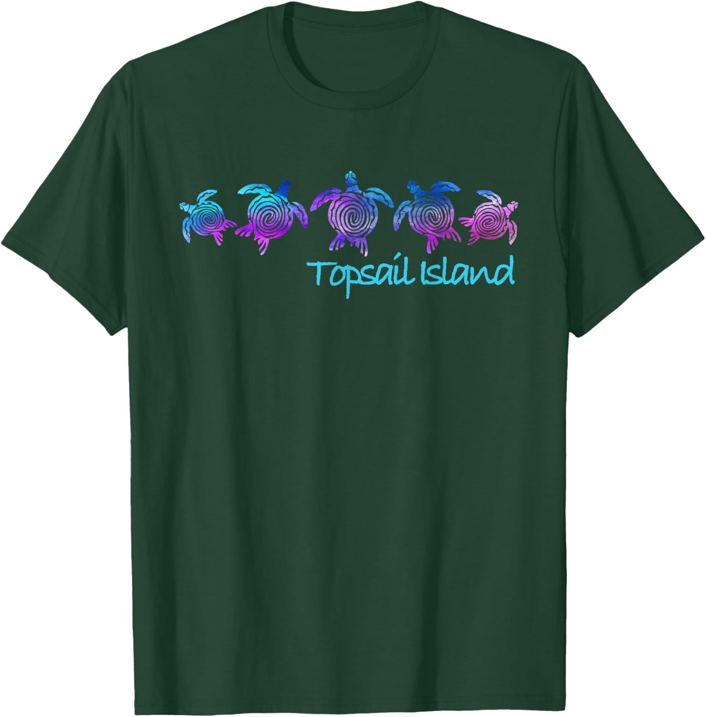 Topsail Island Beach Design / Tribal Turtle Gift T-Shirt - T-Shirt | Forest