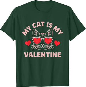 My Cat Is My Valentine Cute Cat Lover Hearts Valentine's Day T-Shirt - T-Shirt | Forest