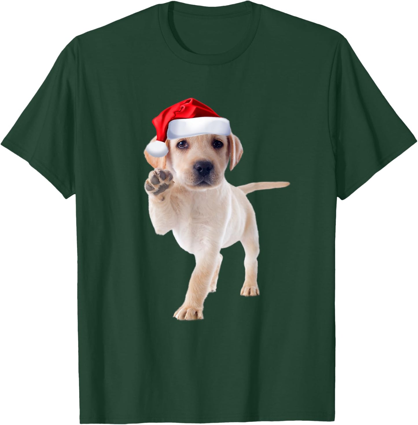 Cute Yellow Lab Puppy Shirt Santa Hat Funny Christmas Gift T-Shirt - T-Shirt | Forest