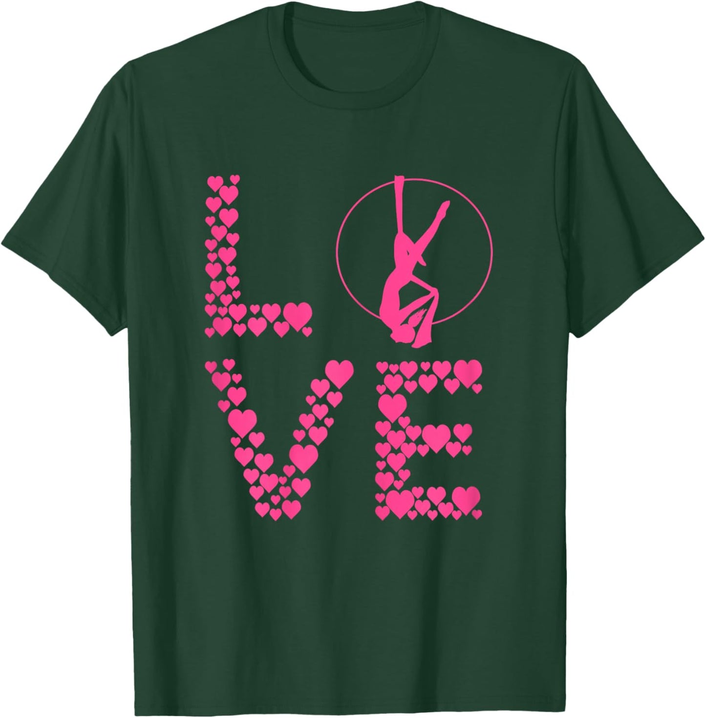 Aerial Love Heart Aerial Silk Hanging Aerialist Circus Lyra T-Shirt - T-Shirt | Forest