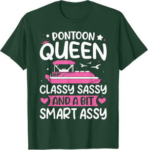 Pontoon Queen Funny Pontoon Lover Gifts Women Novelty T-Shirt - T-Shirt | Forest