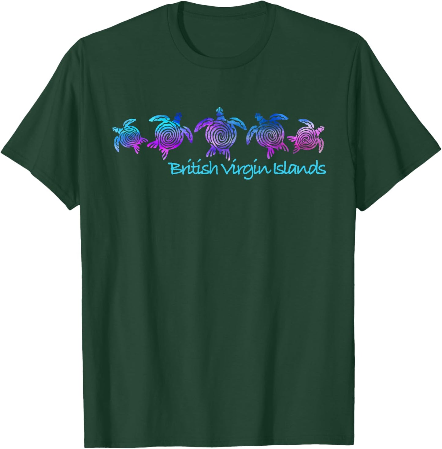British Virgin Islands Beach Design / Tribal Turtle Gift T-Shirt - T-Shirt | Forest