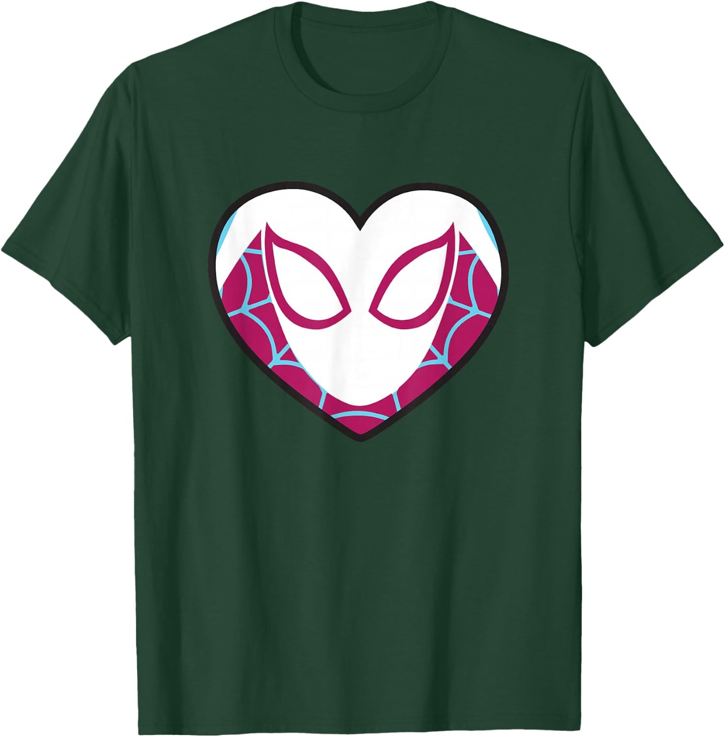 Marvel Spider-Man Ghost Spider Gwen Heart Mask Logo T-Shirt - T-Shirt | Forest