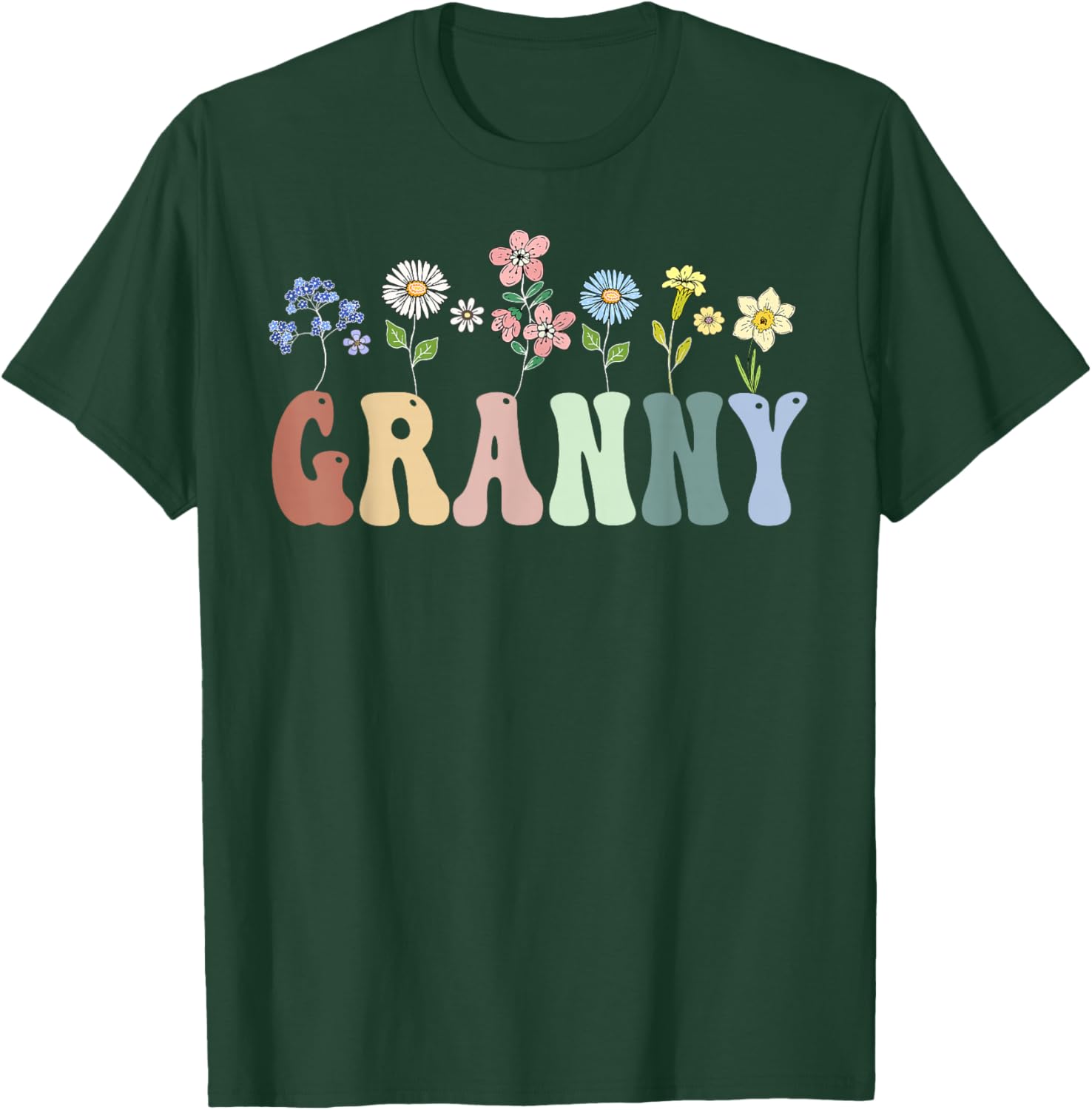 Granny Gifts Women Wildflower Floral Design Granny T-Shirt - T-Shirt | Forest