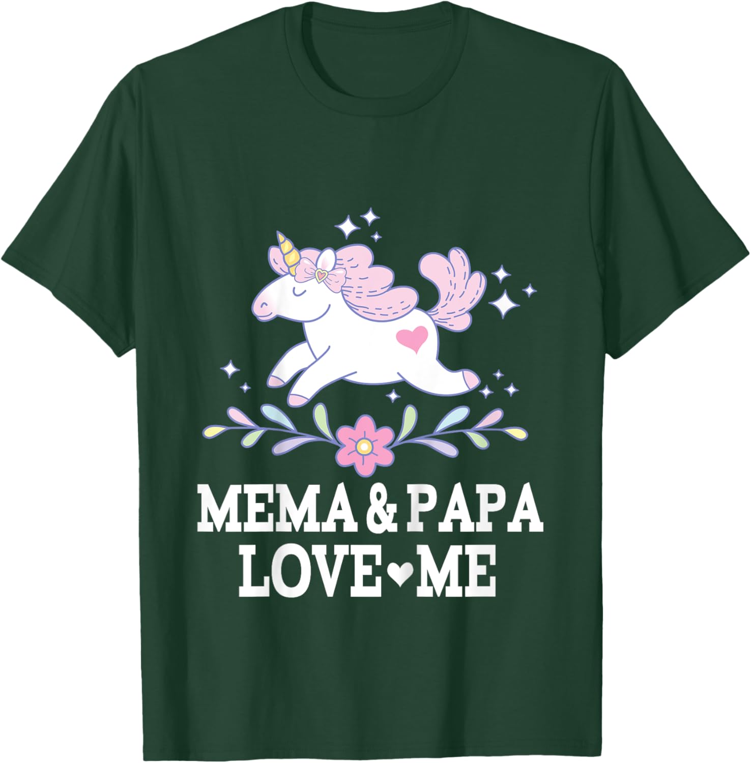 Mema And Papa Love Me Granddaughter Unicorn T-Shirt - T-Shirt | Forest
