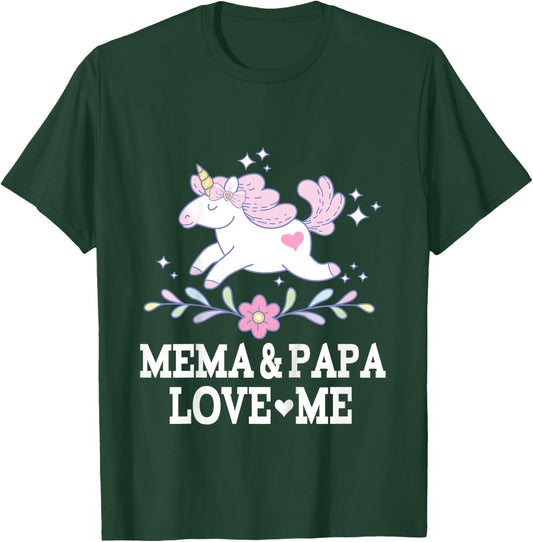 Mema And Papa Love Me Granddaughter Unicorn T-Shirt - T-Shirt | Forest