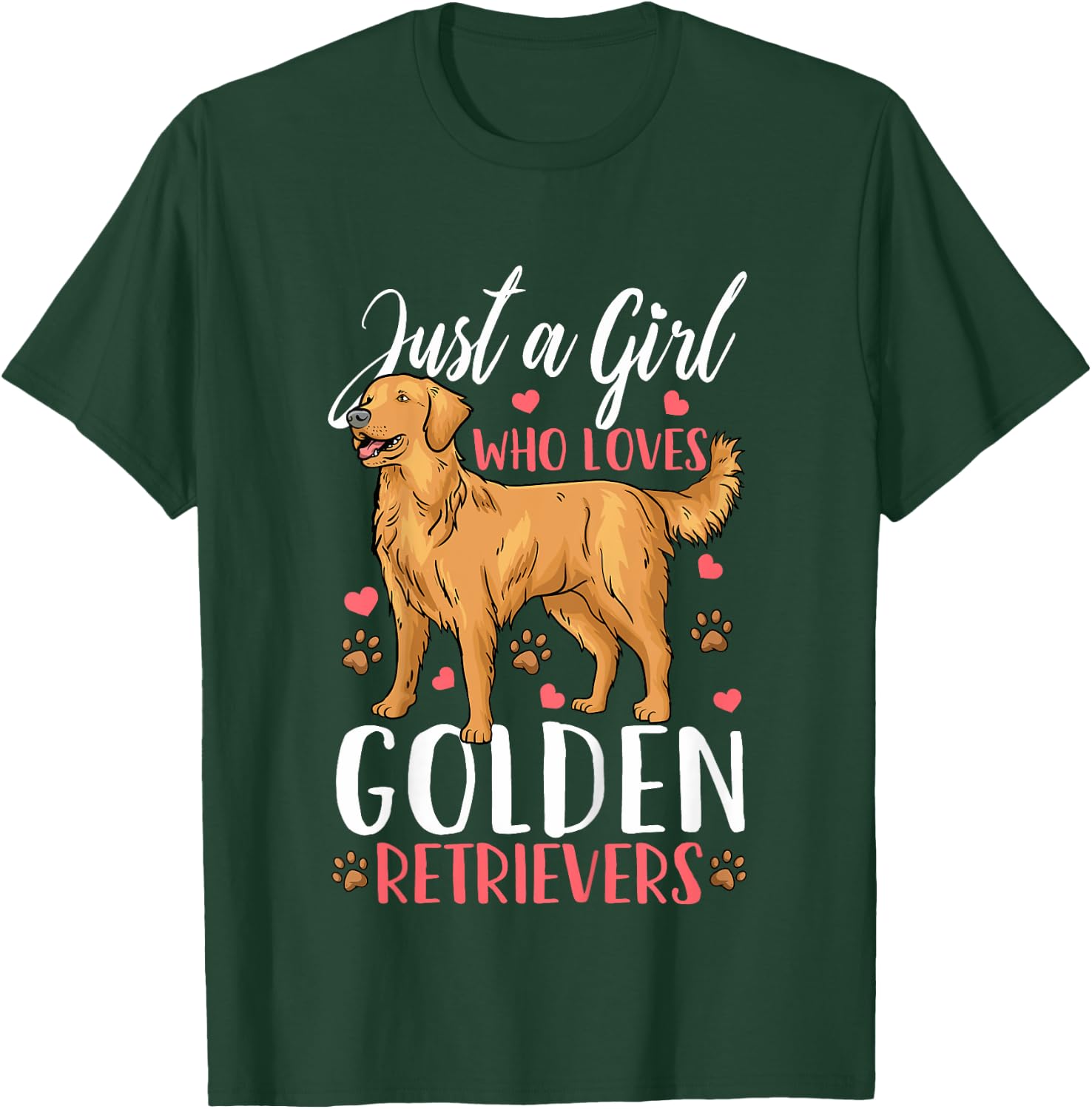 Kids Golden Retriever Just A Girl Who Loves Golden Retrievers T-Shirt - T-Shirt | Forest