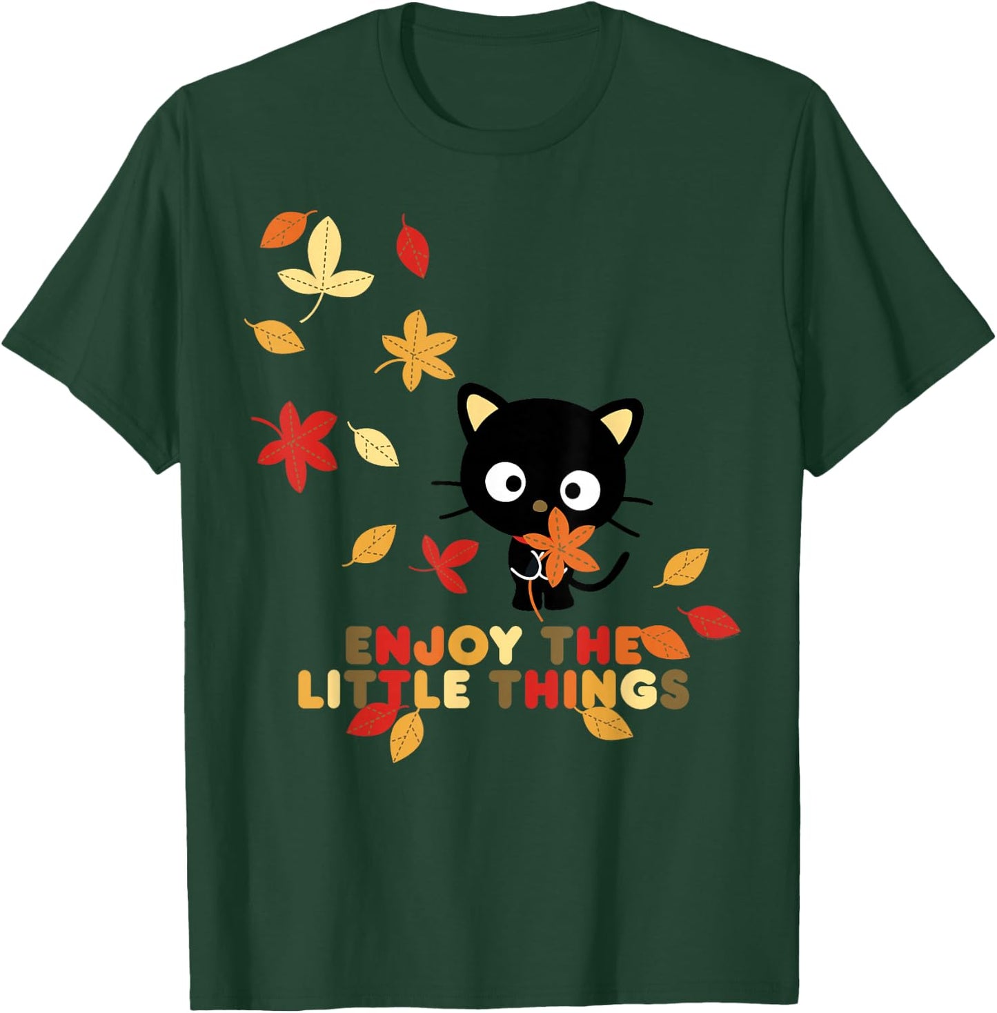 Chococat Enjoy The Little Things Fall Leaves T-Shirt - T-Shirt | Forest