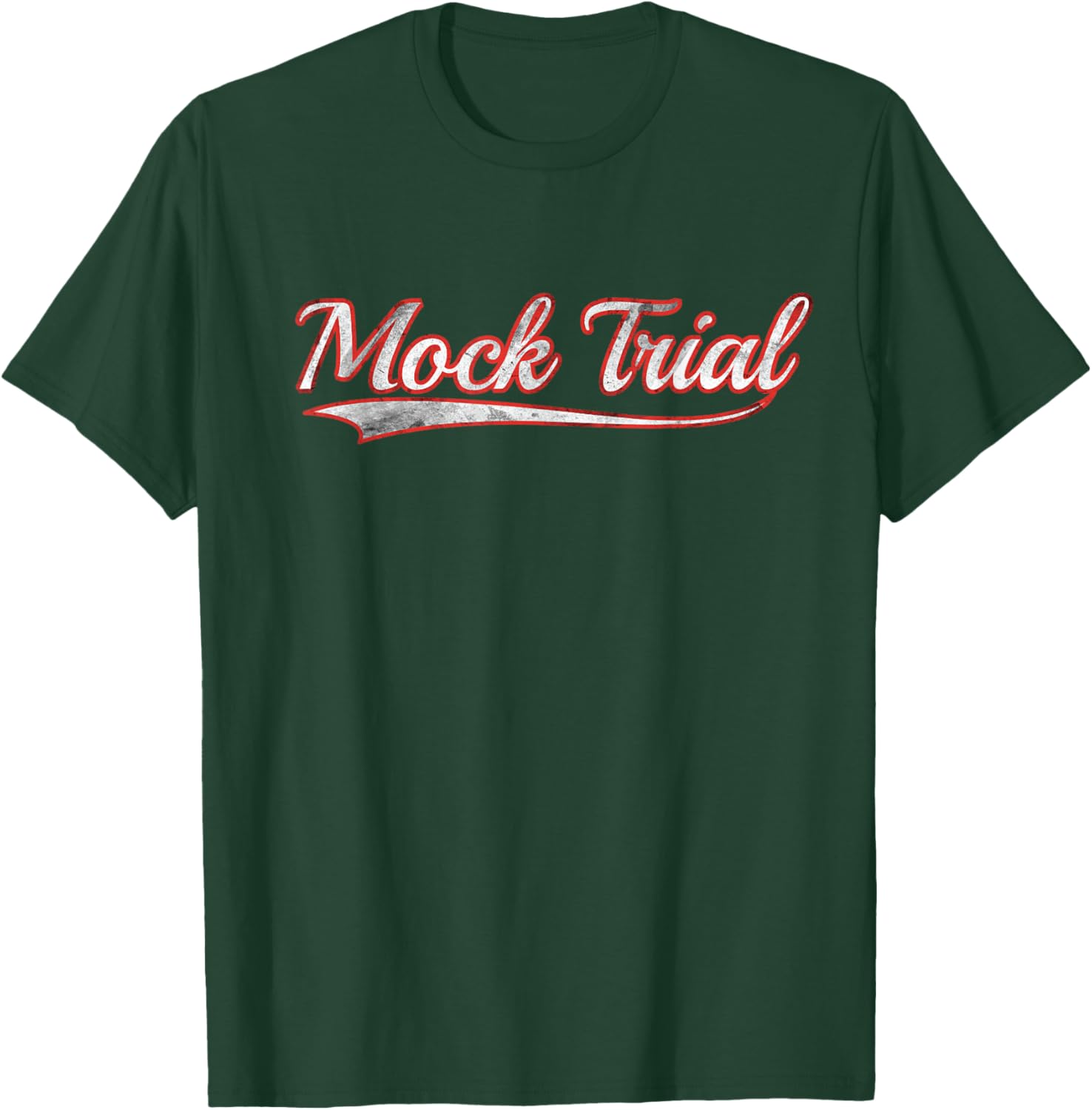Mock Trial Vintage Varsity Distressed Throwback Style T-Shirt - T-Shirt | Forest