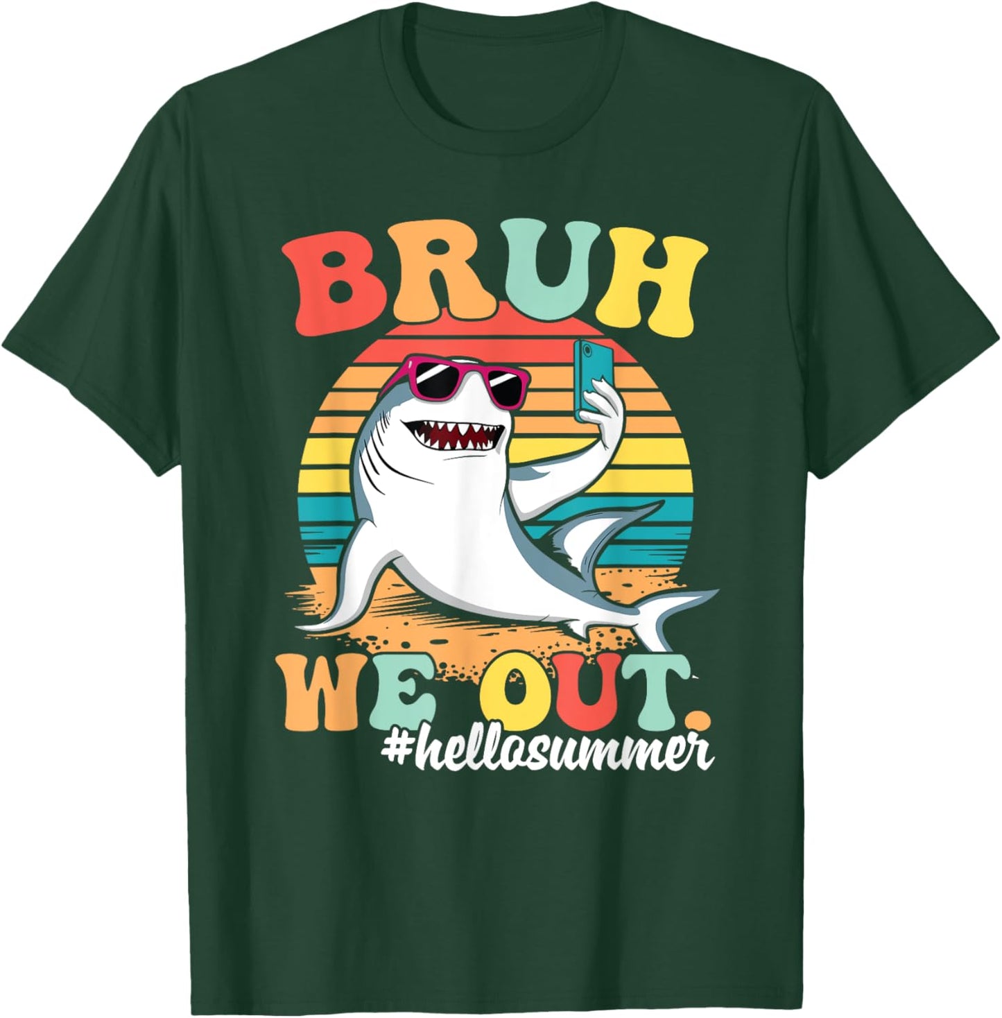 Happy Last Day Of School Bruh Funny Student Retro Groovy T-Shirt - T-Shirt | Forest