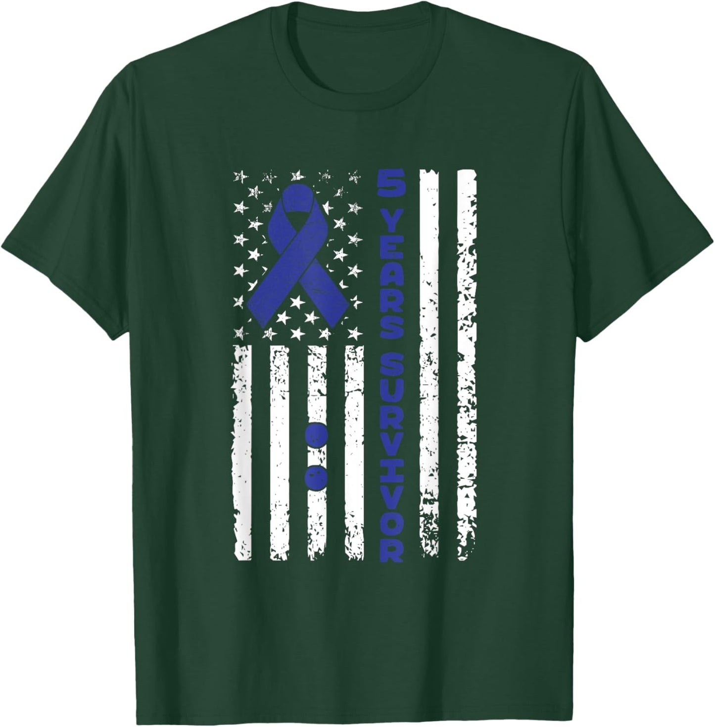 Five Year Colon Cancer Survivor 5 Yrs Colorectal Cancer Free T-Shirt - T-Shirt | Forest