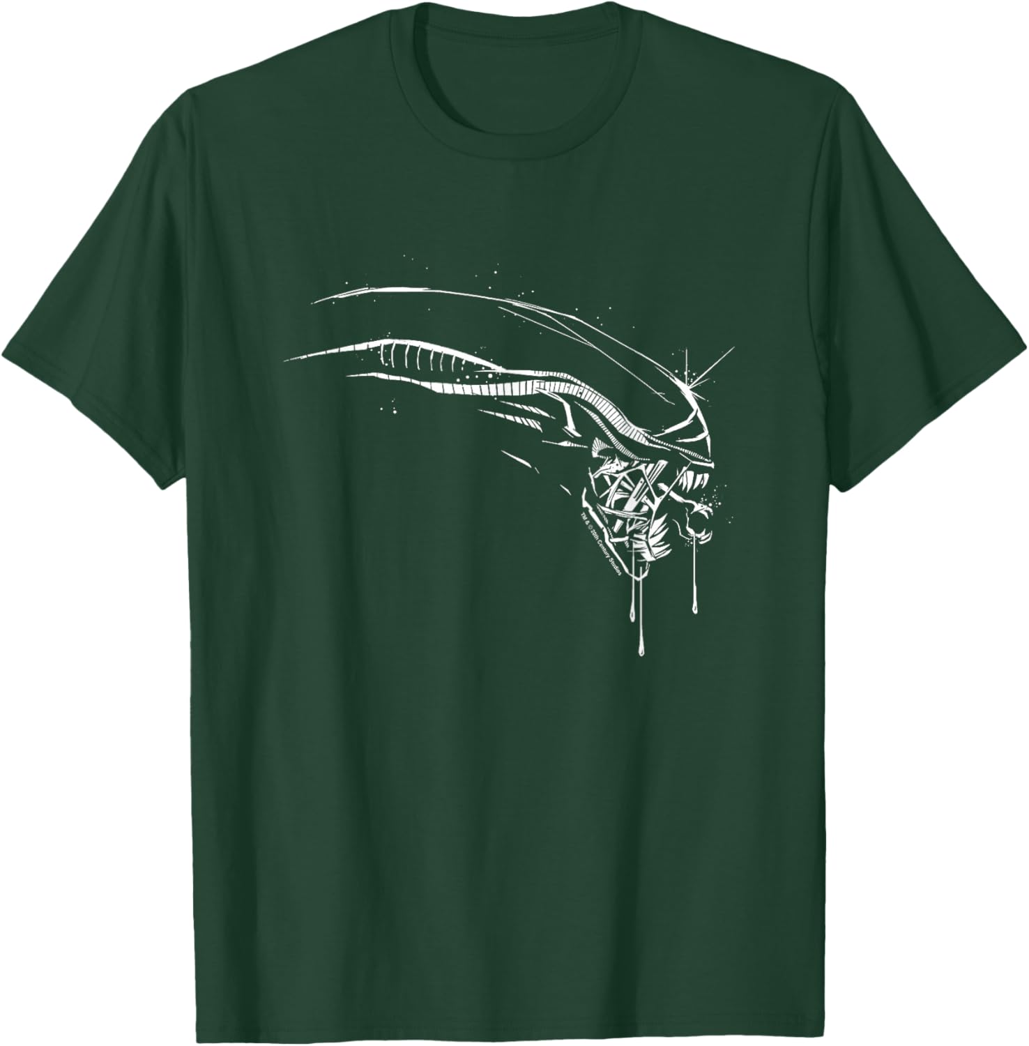 Alien: Romulus Xenomorph Distressed Drip Profile T-Shirt - T-Shirt | Forest
