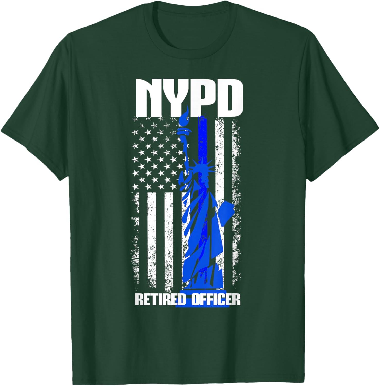 NYPD New York Police Department Statue of Liberty Retired T-Shirt - T-Shirt | Forest