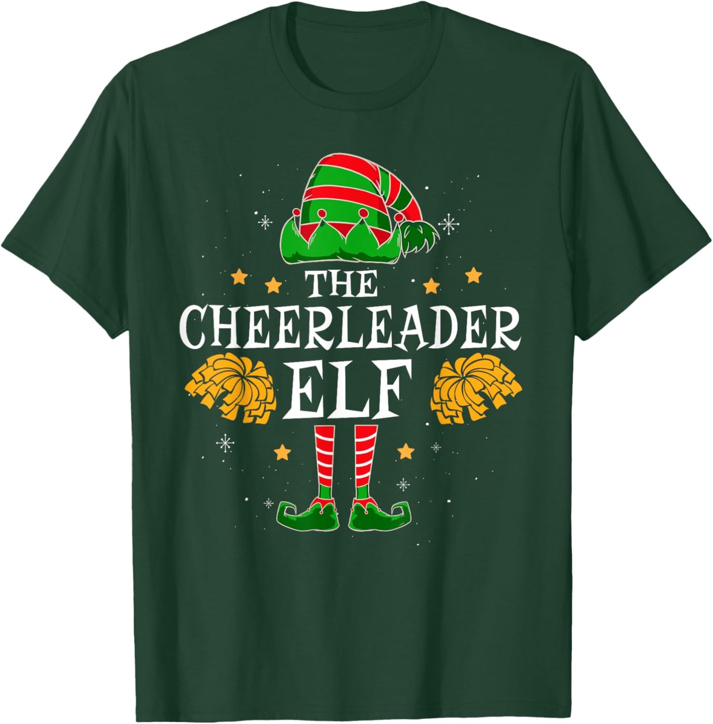 Cheerleader Elf Matching Team Christmas Funny Cheerleading T-Shirt - T-Shirt | Forest