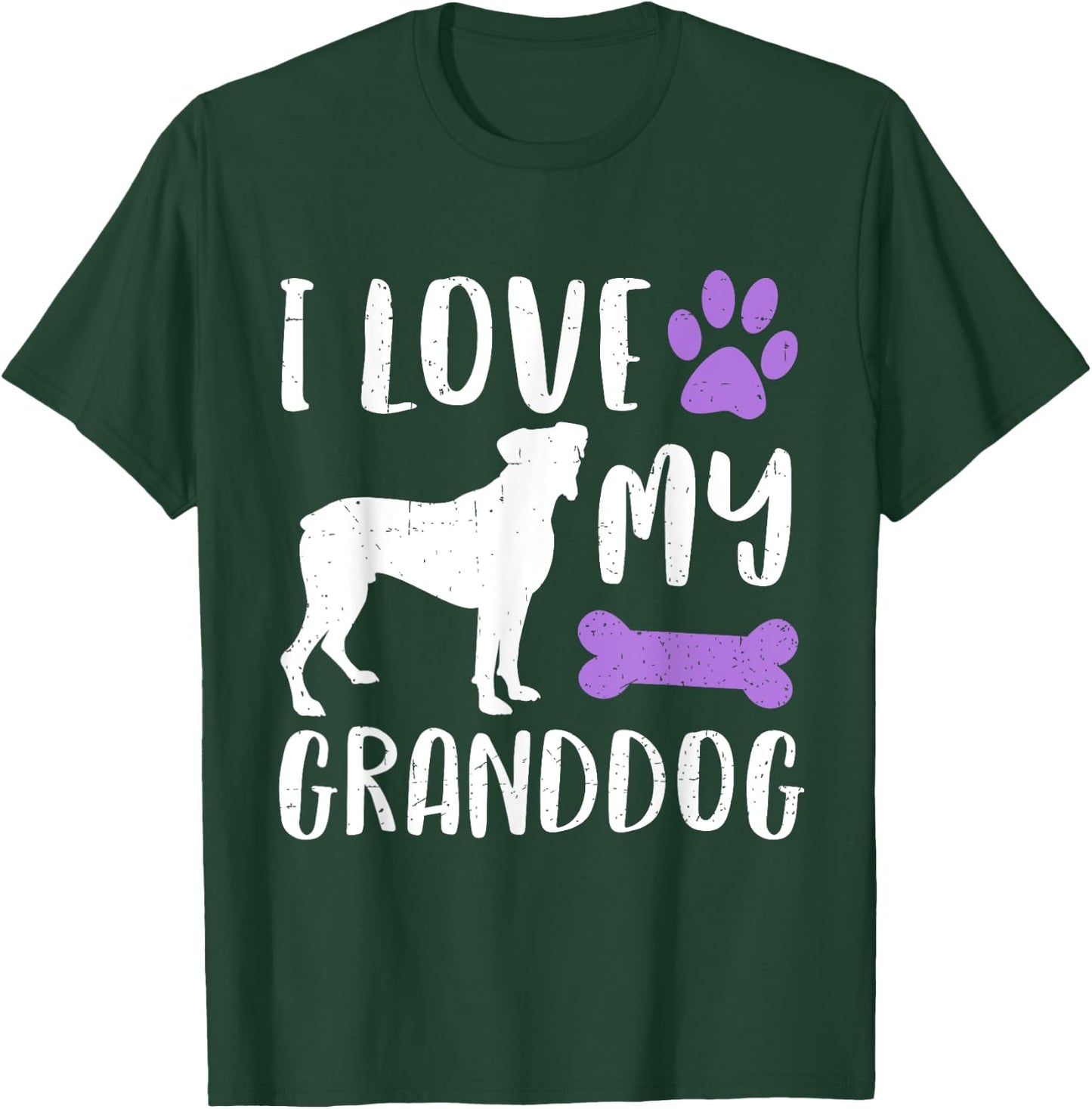I Love My Boxer Granddog Shirt Dog Grandma Grandpa Women Girls Kids T-Shirt - T-Shirt | Forest