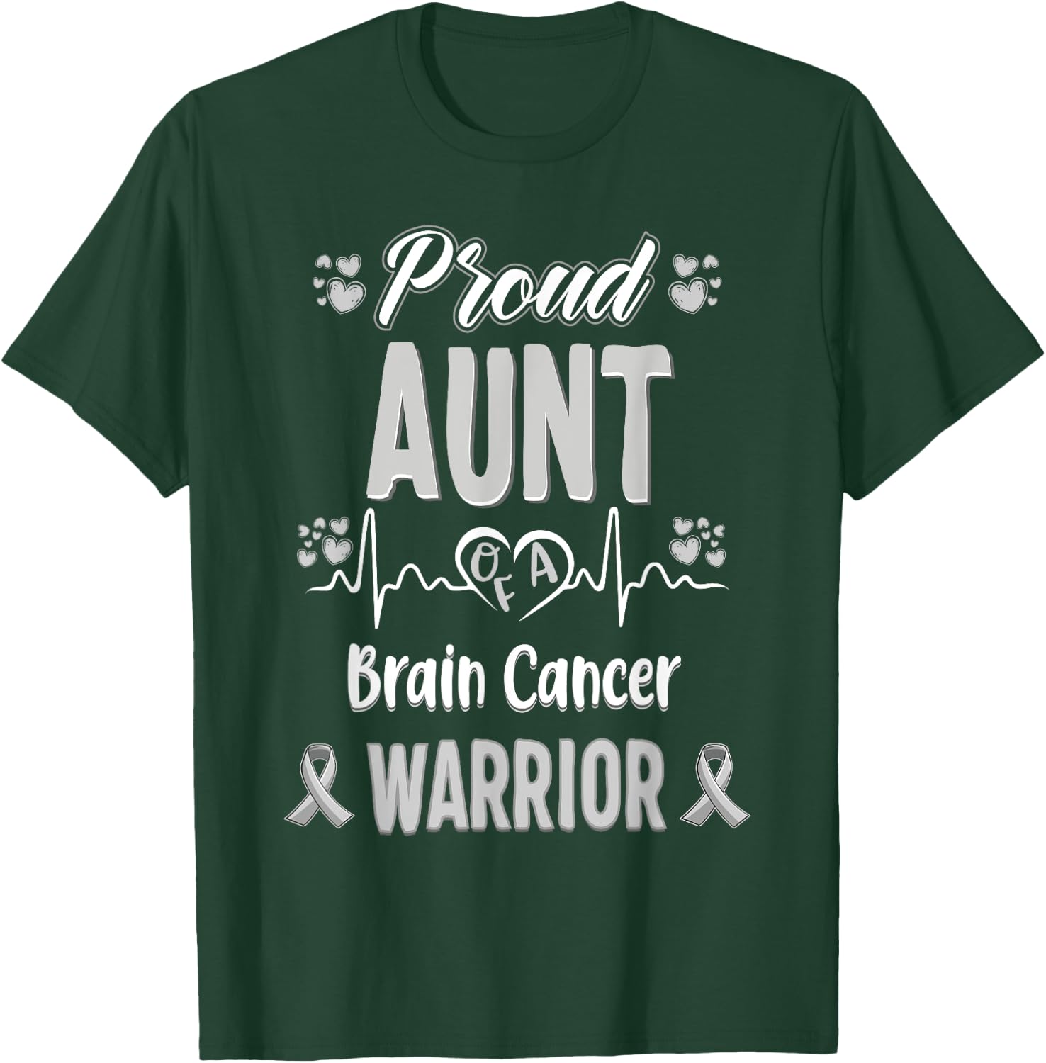 proud Aunt Brain cancer warrior awareness ribbon Grey T-Shirt - T-Shirt | Forest