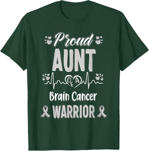 proud Aunt Brain cancer warrior awareness ribbon Grey T-Shirt - T-Shirt | Forest