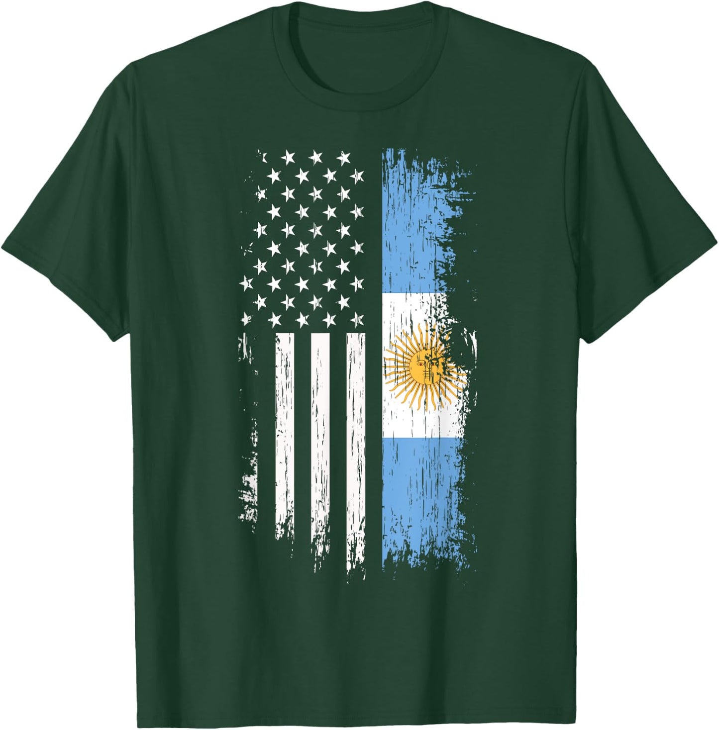 Argentinian American Flag T Shirt - Argentina USA Shirt Women Kids Men T-Shirt - T-Shirt | Forest