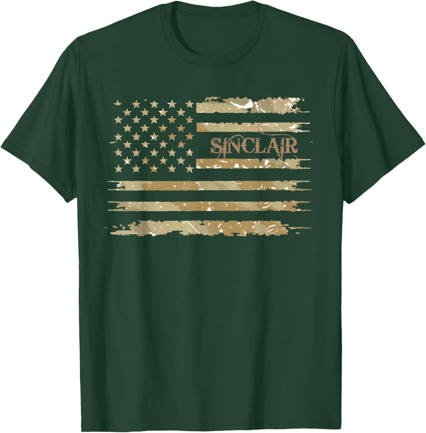 Sinclair Desert Camo Distressed American Flag Style T-Shirt - T-Shirt | Forest
