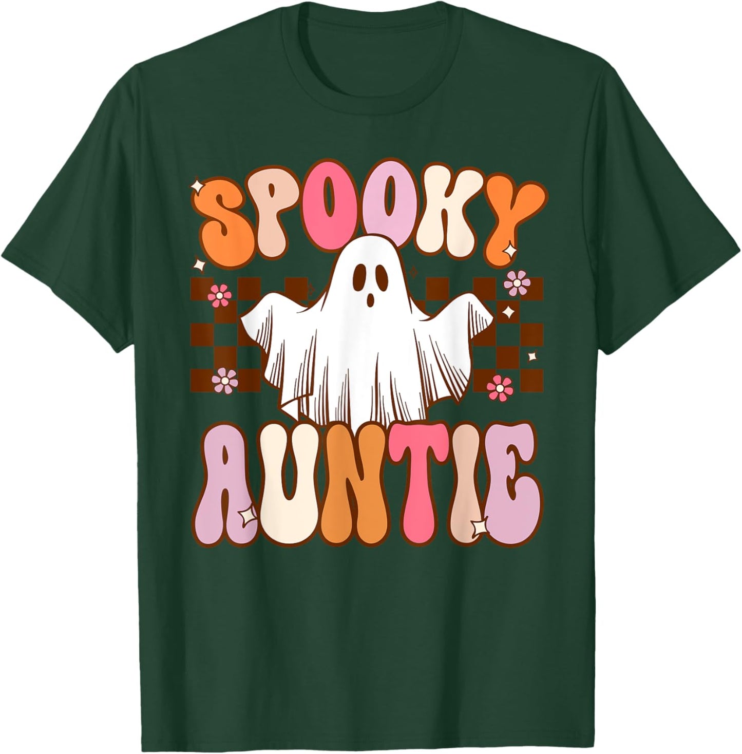 Spooky Auntie Halloween Aunt Ghost Costume Retro Groovy T-Shirt - T-Shirt | Forest