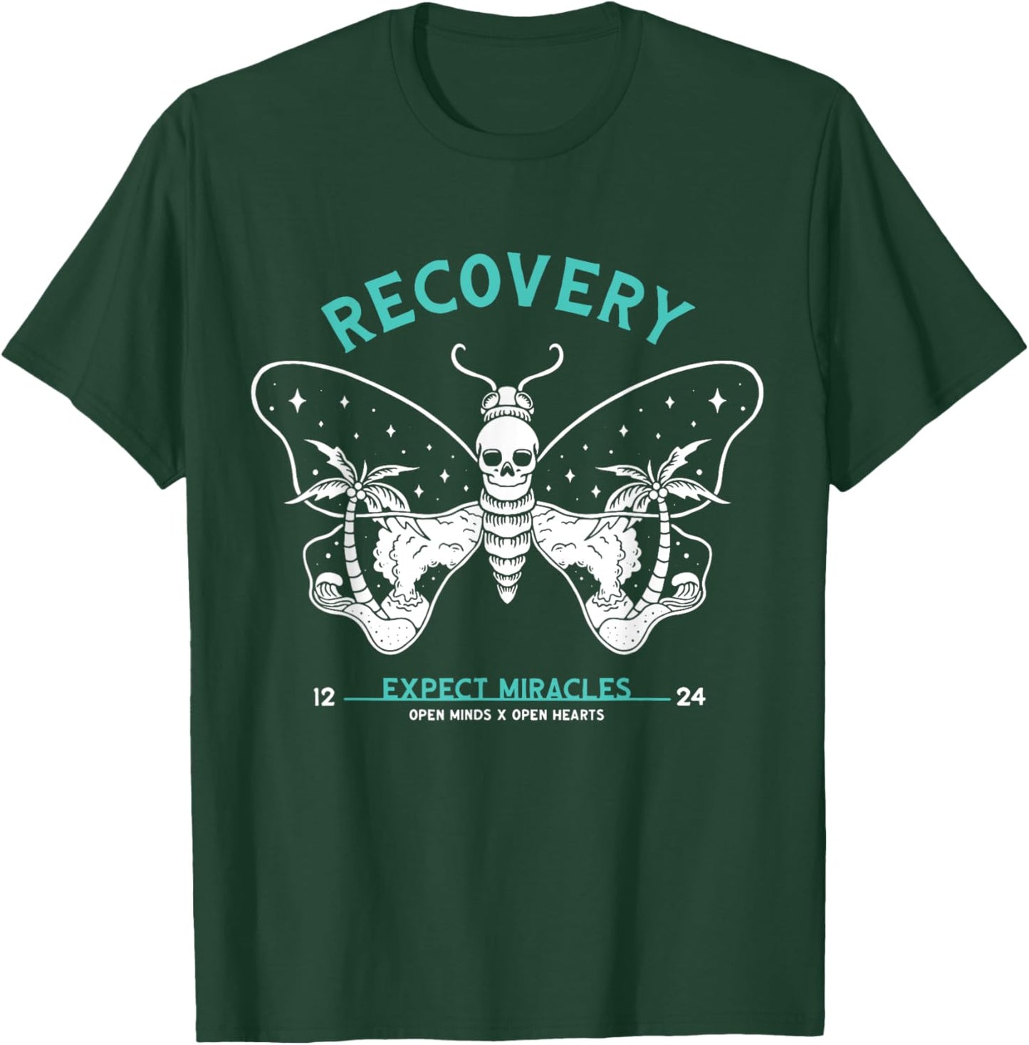 Recovery Butterfly 12 Steps NA Alcoholics Anonymous Sobriety T-Shirt - T-Shirt | Forest