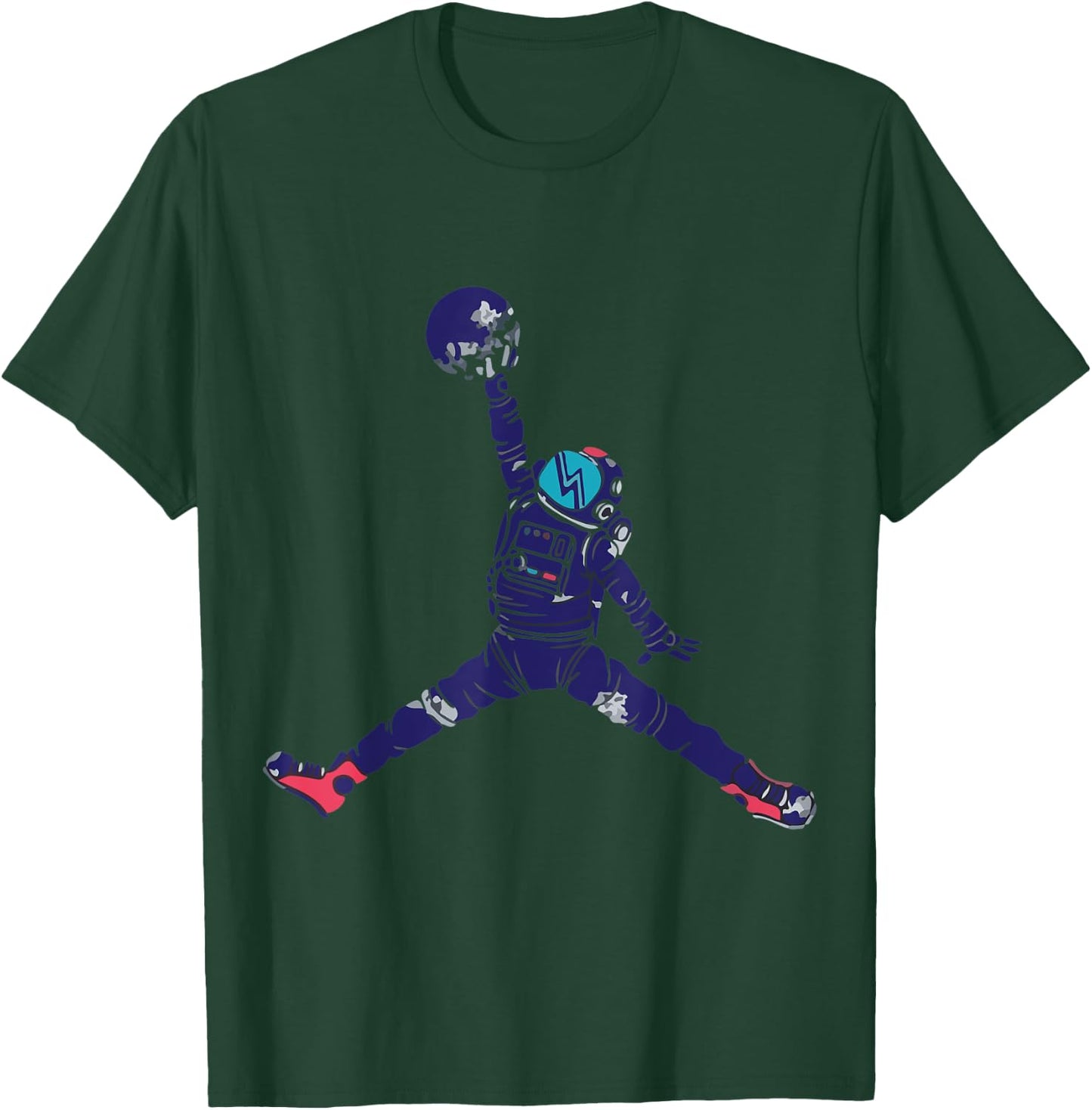 NASA Astronaut Dunking the Moon Funny Graphic T-Shirt - T-Shirt | Forest
