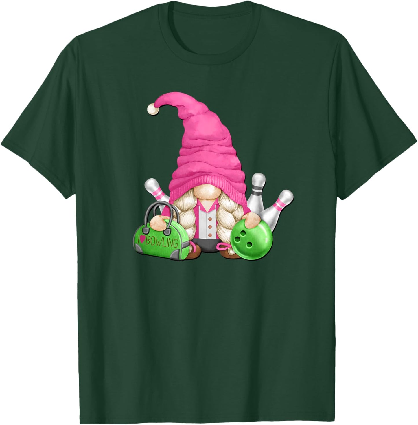 Pink Gnome Mom Graphic Girls And Bowling Lover T-Shirt - T-Shirt | Forest