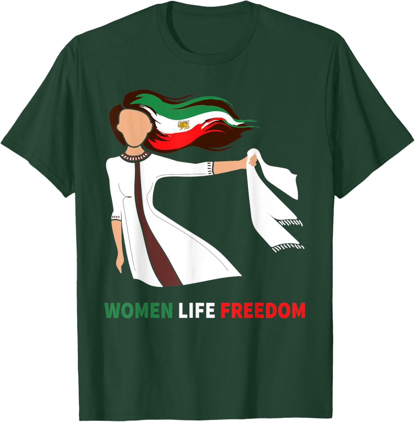 Iran Lion Old Flag Support Iranian Women Life Freedom Persia T-Shirt - T-Shirt | Forest