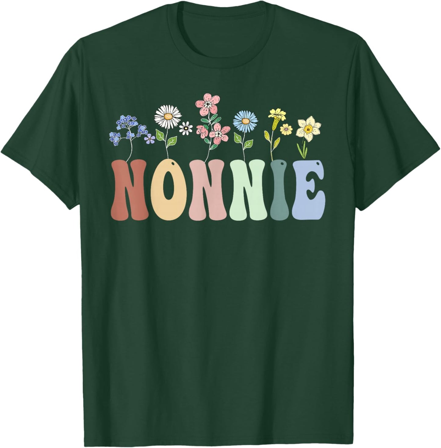 Nonnie Gifts Women Wildflower Floral Design Nonnie T-Shirt - T-Shirt | Forest