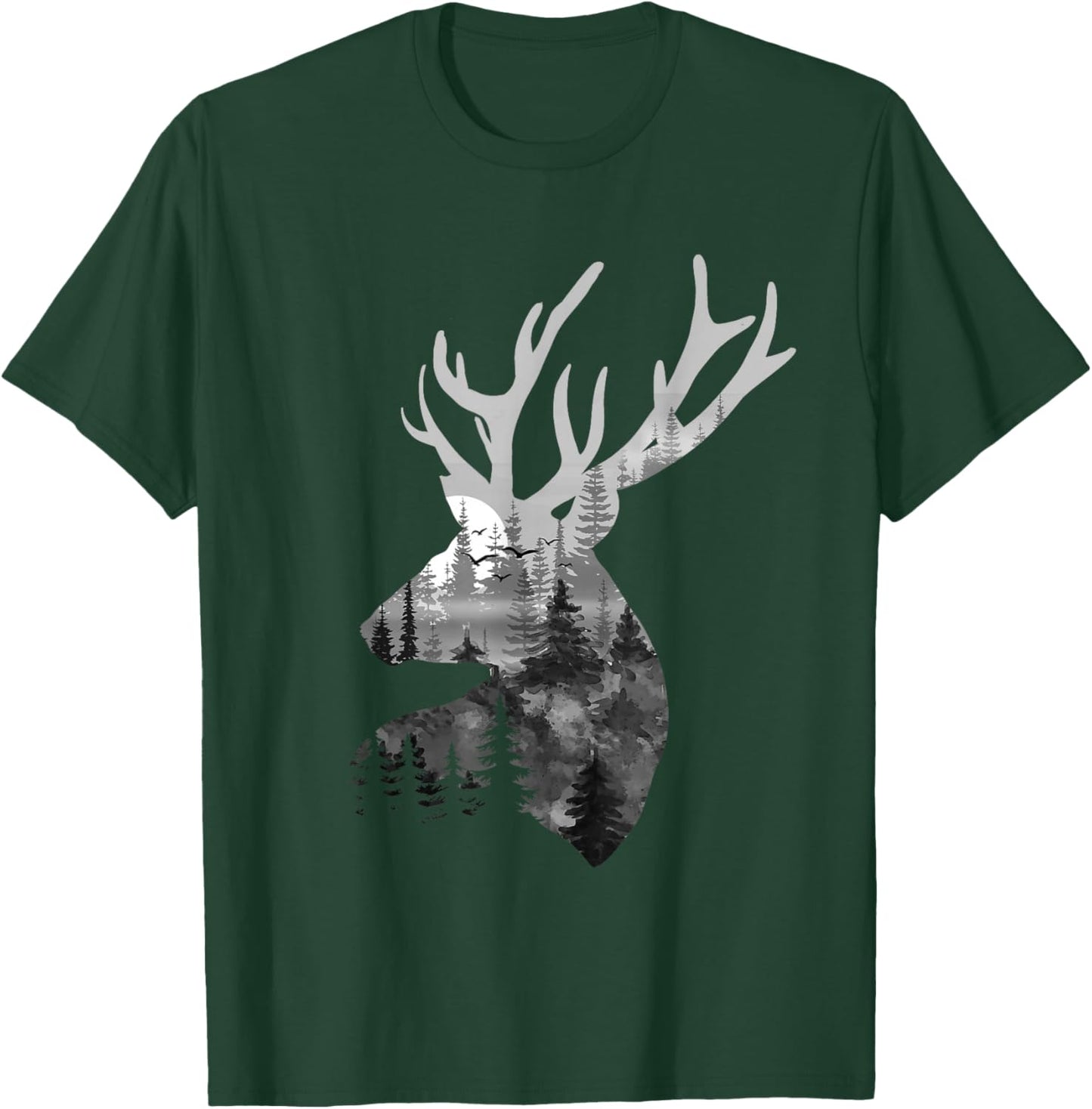 Silhouette Buck Deer Artwork - Forest Wildlife Animal Lover T-Shirt - T-Shirt | Forest