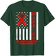 Blood Cancer Awareness Warrior American Flag Red Ribbon T-Shirt - T-Shirt | Forest