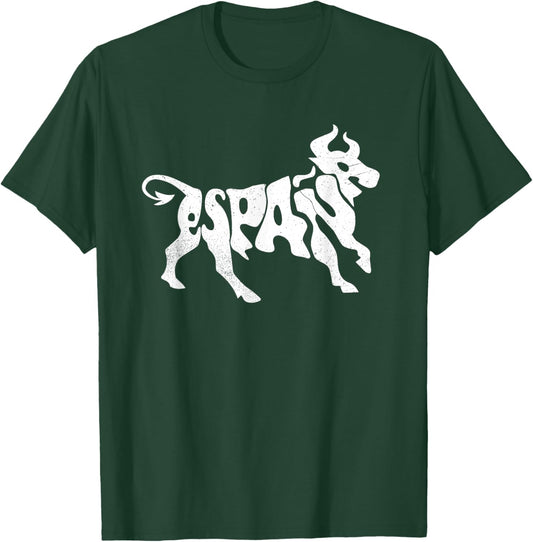 Spain Bull Word Art - Cool Espana Animal T-Shirt - T-Shirt | Forest