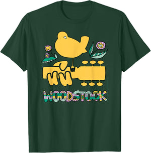 Woodstock Bird Aztec Pattern Music Festival T-Shirt - T-Shirt | Forest