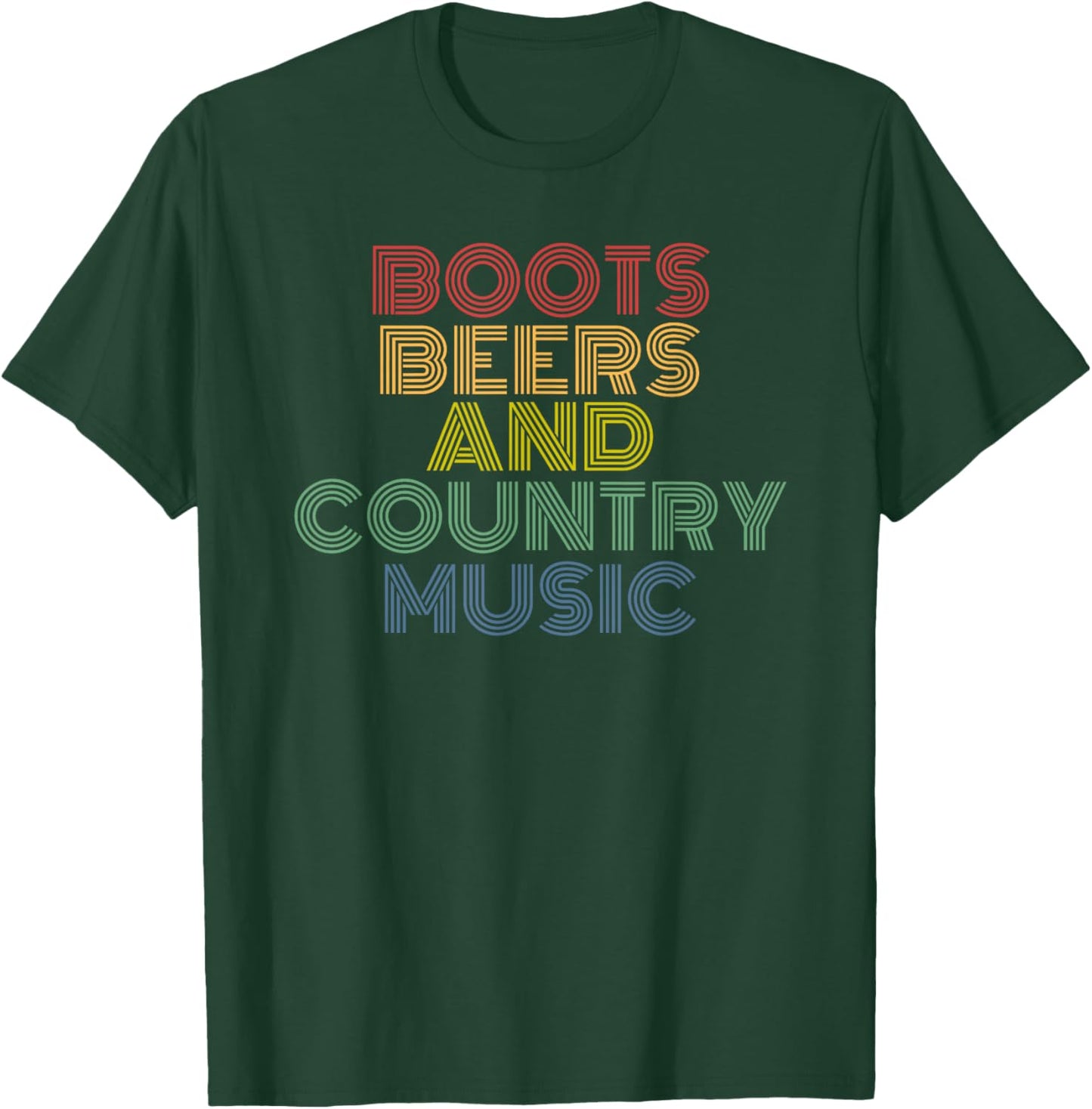 Boots Beers And Country Music retro 70s vintage T-Shirt - T-Shirt | Forest