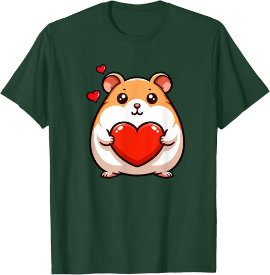 Cute Hamster Funny Valentines Heart Lover Men Women Kids T-Shirt - T-Shirt | Forest