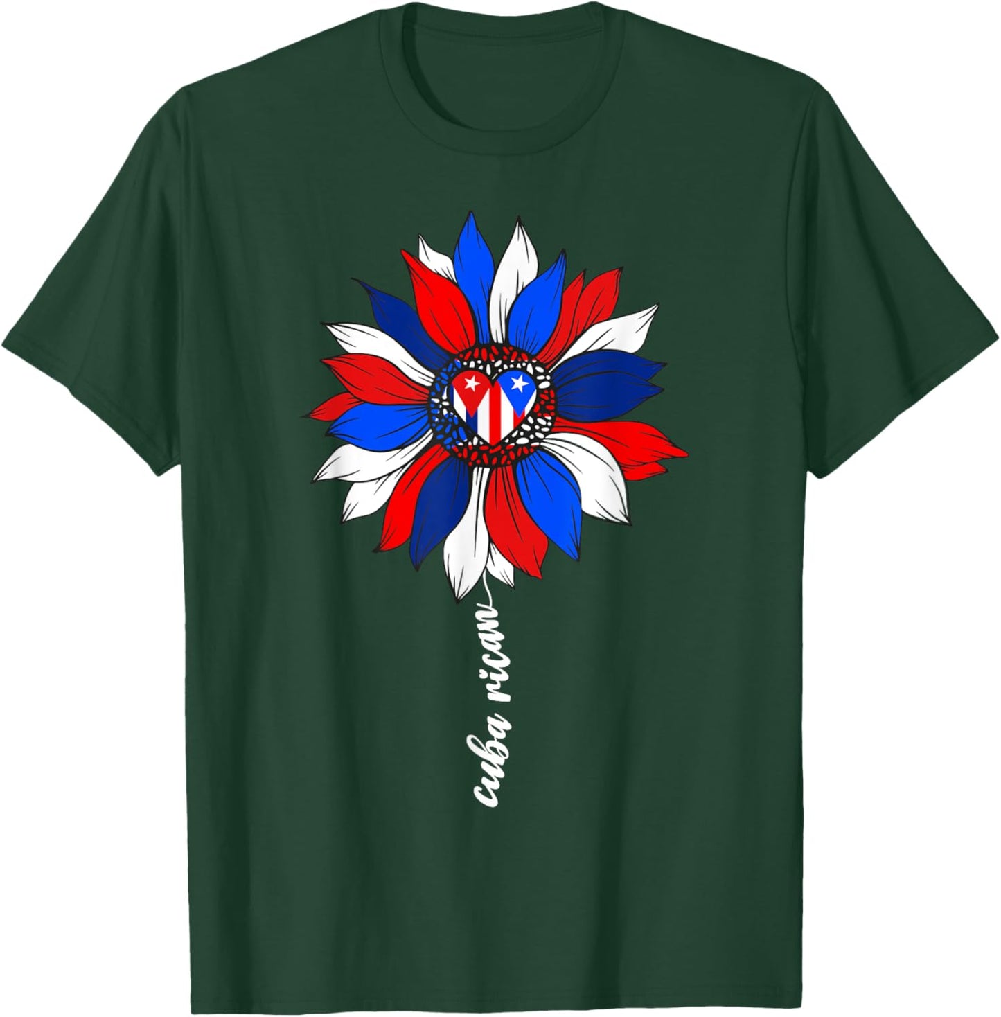 Half Cuban And Puerto Rican Rico Cuba Flag Cubarican Girl T-Shirt - T-Shirt | Forest