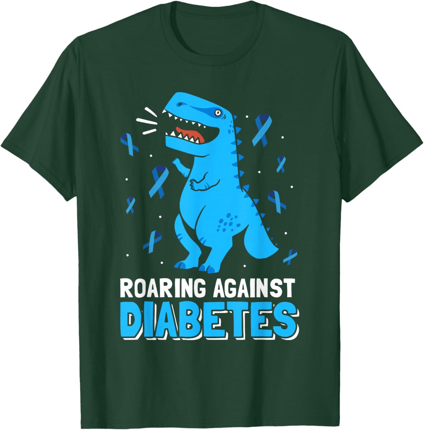 Roaring Against Diabetes Dinosaur T-Rex Diabetes Awareness T-Shirt - T-Shirt | Forest