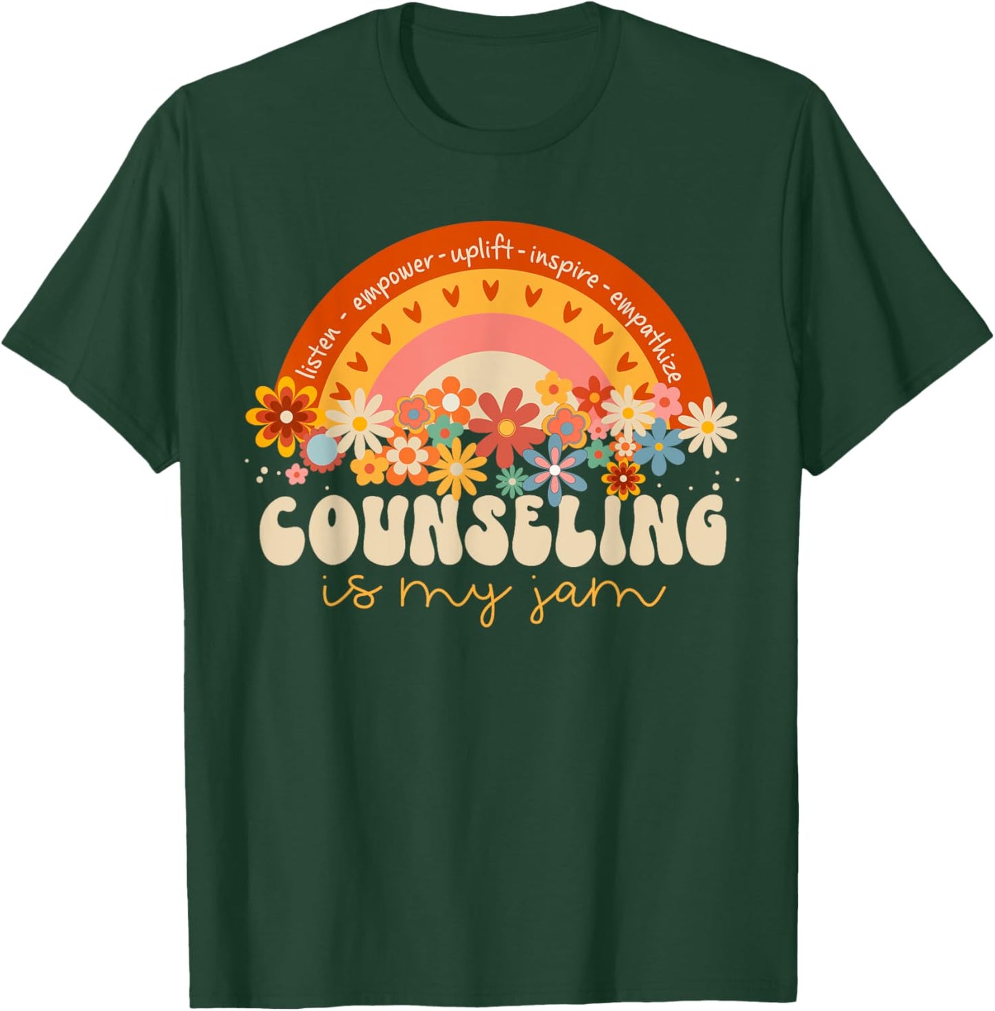 Groovy Rainbow Counseling Is My Jam Back to School Counselor T-Shirt - T-Shirt | Forest