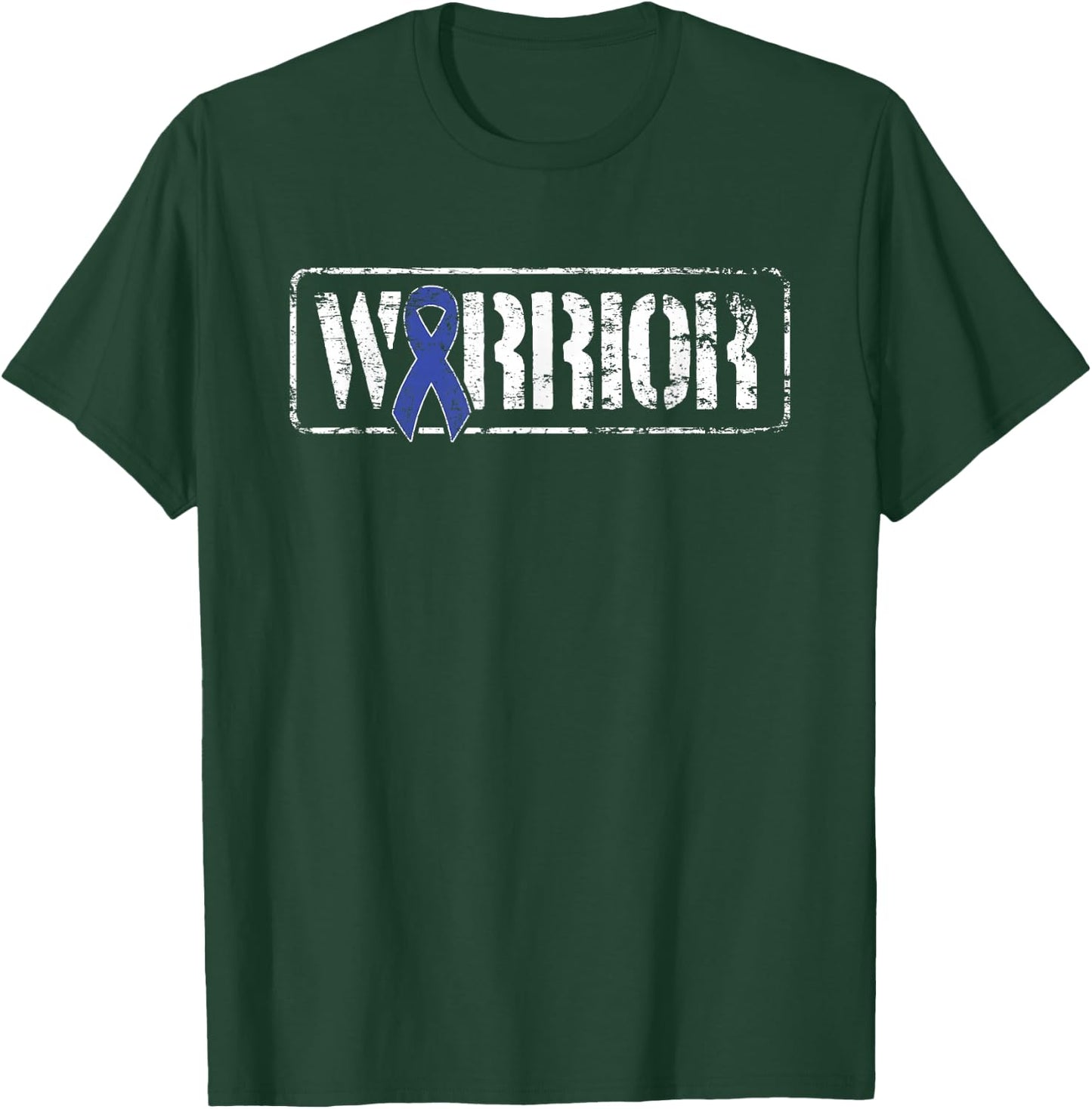 Colorectal Cancer Warrior - Dark Blue Military-Style Ribbon T-Shirt - T-Shirt | Forest