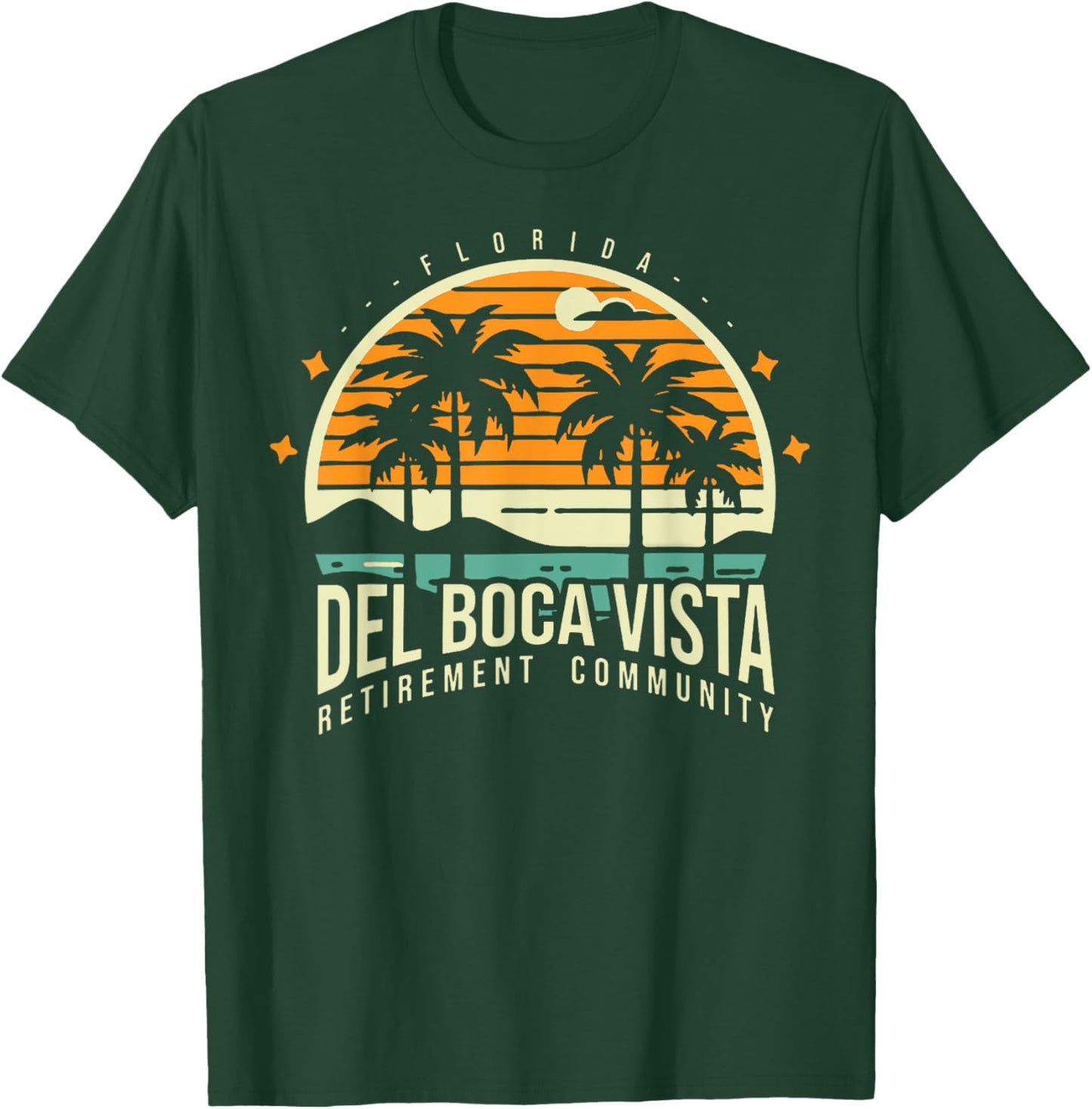 Del Boca Vista T Shirts Retro Retirement Community T-Shirt - T-Shirt | Forest