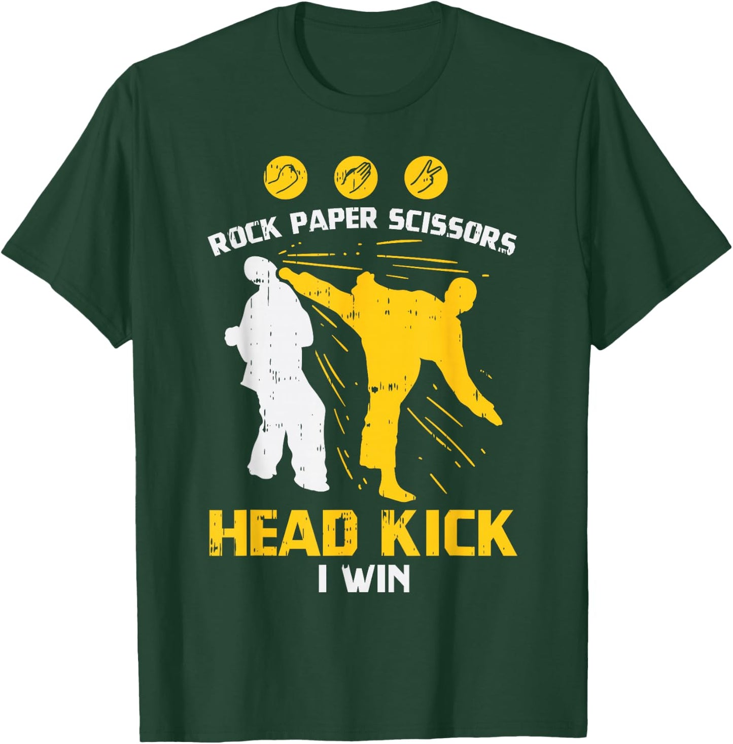 Rock Paper Scissors Headkick Win Funny Taekwondo Karate Gift T-Shirt - T-Shirt | Forest