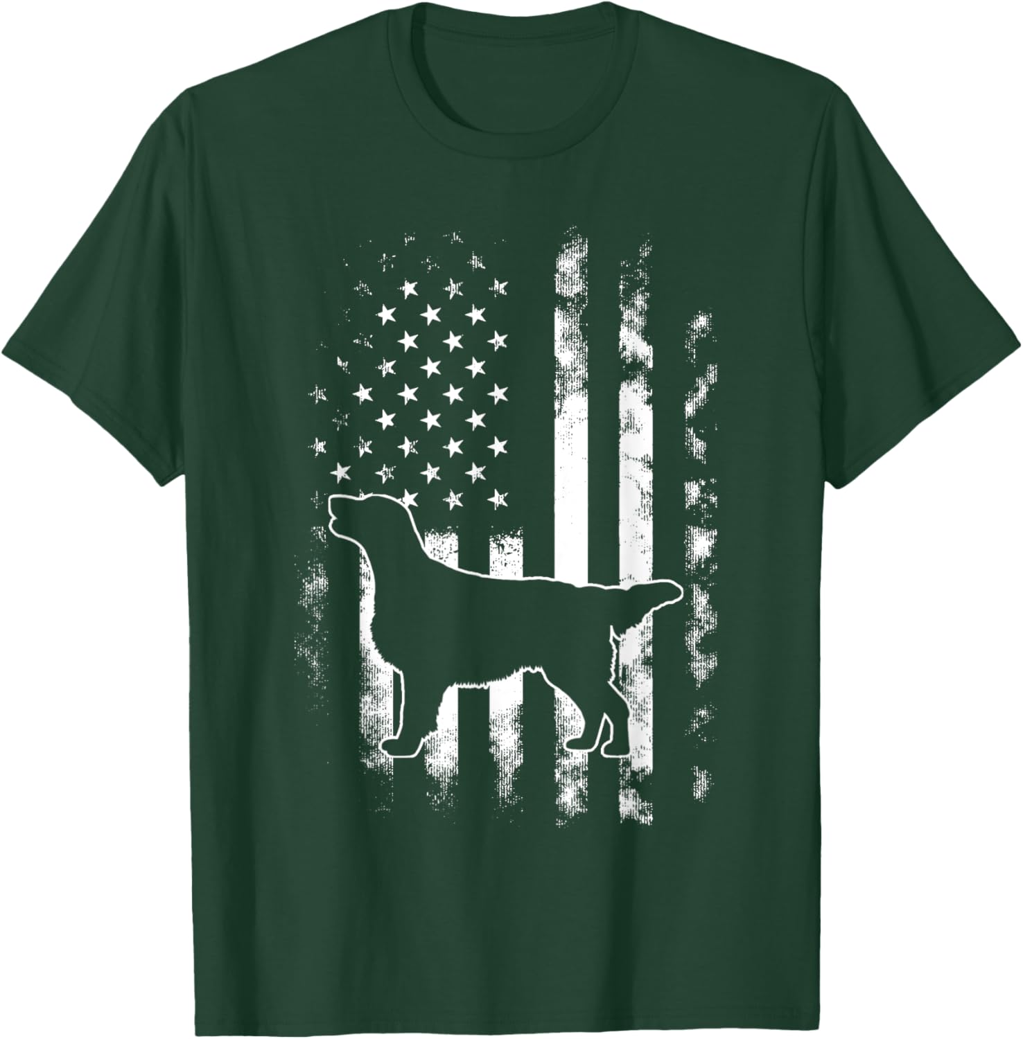 American US Flag Flat Coat Retriever T-Shirt - T-Shirt | Forest